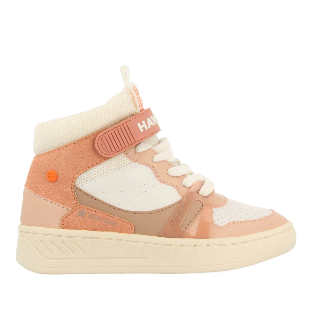 Vadso children's nude boot-style sneakers with adjustable strap