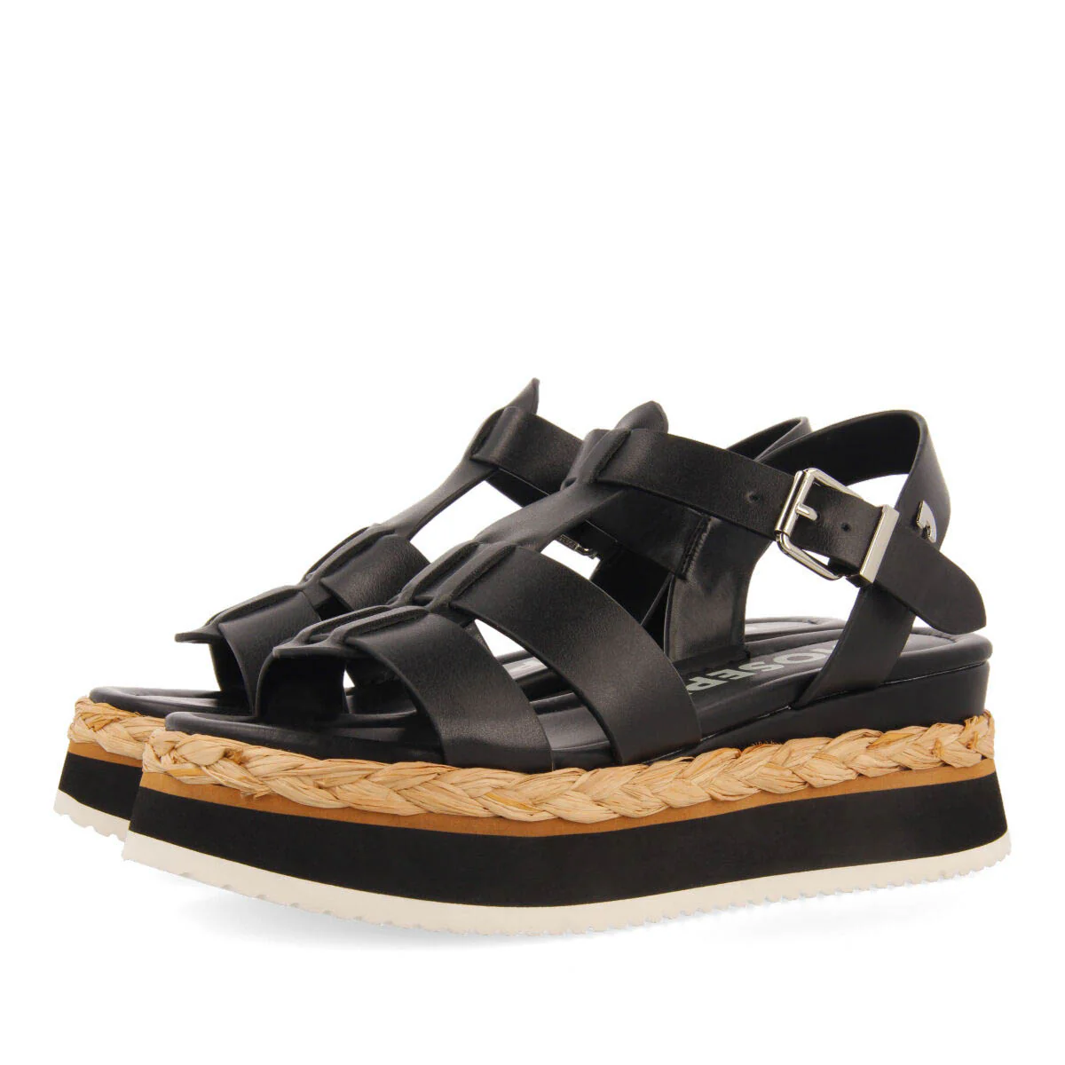 Vaumas women's black multi-strap sandals with platforms - Image 2