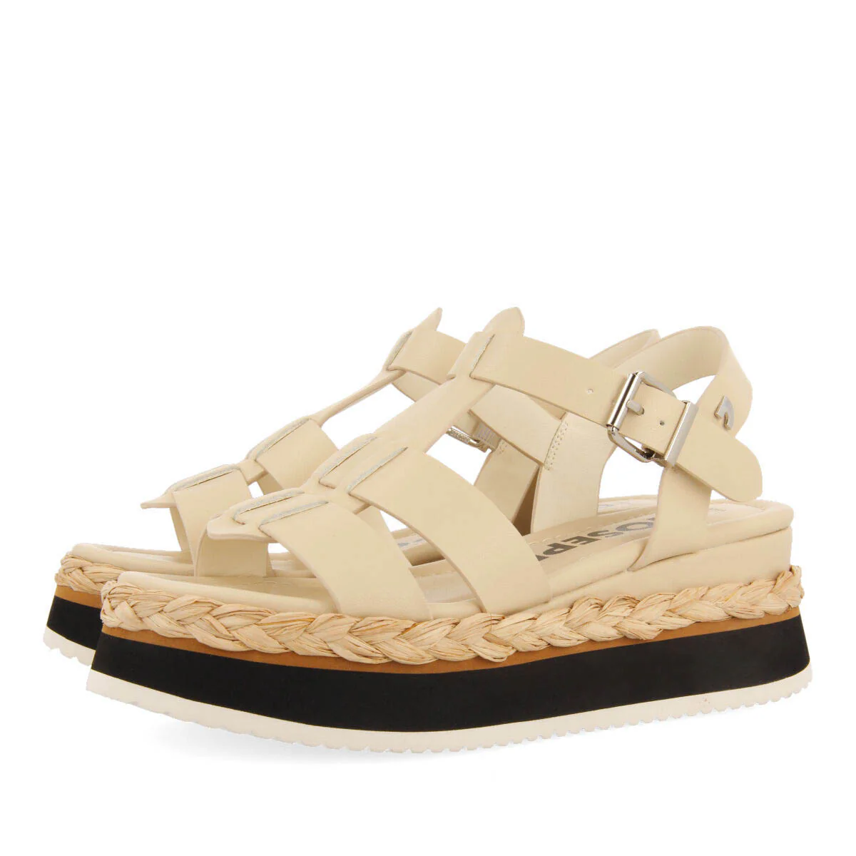 Vaumas women's off-white multi-strap sandals with platforms - Image 3