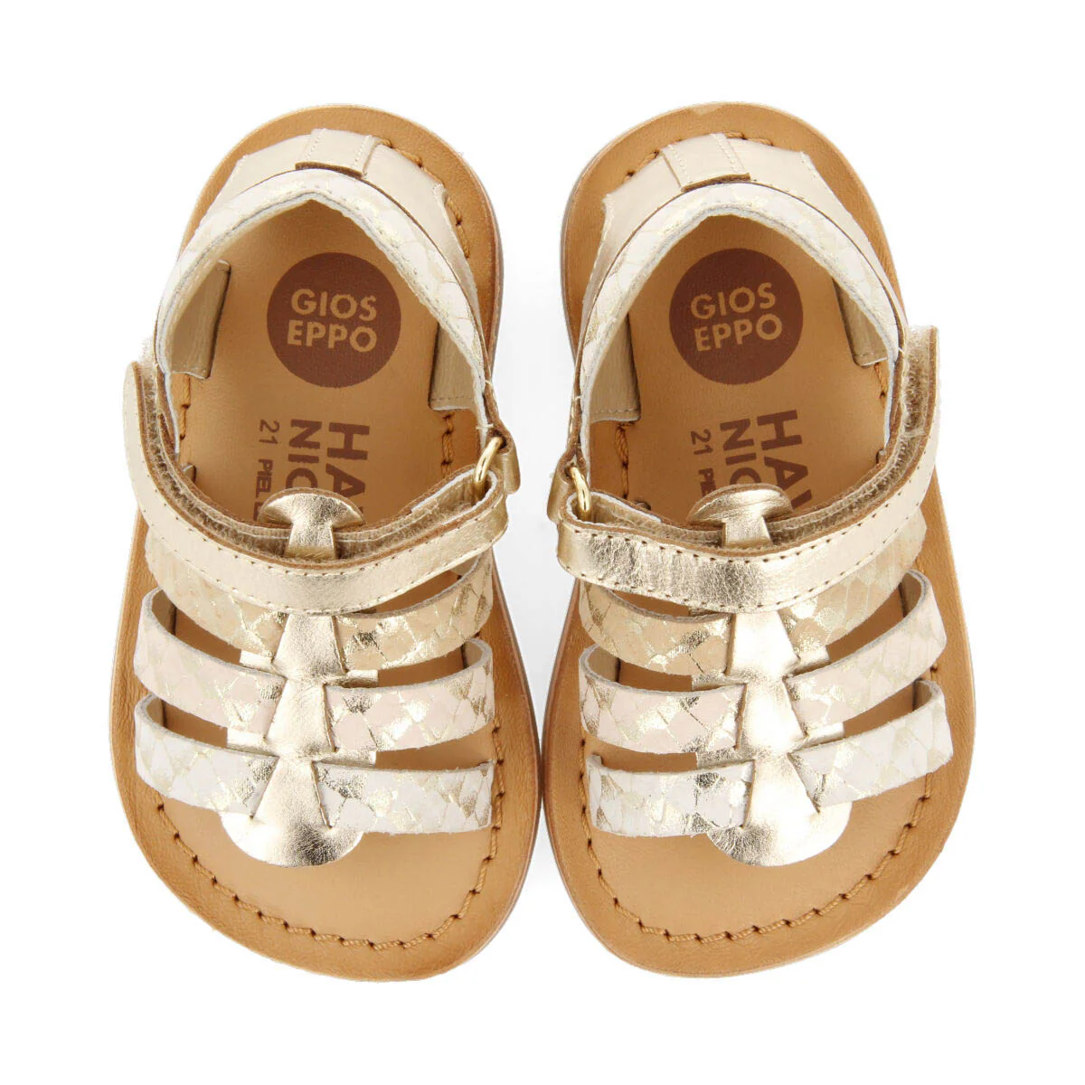 Viesca girls gold leather multi strap sandals - Image 3