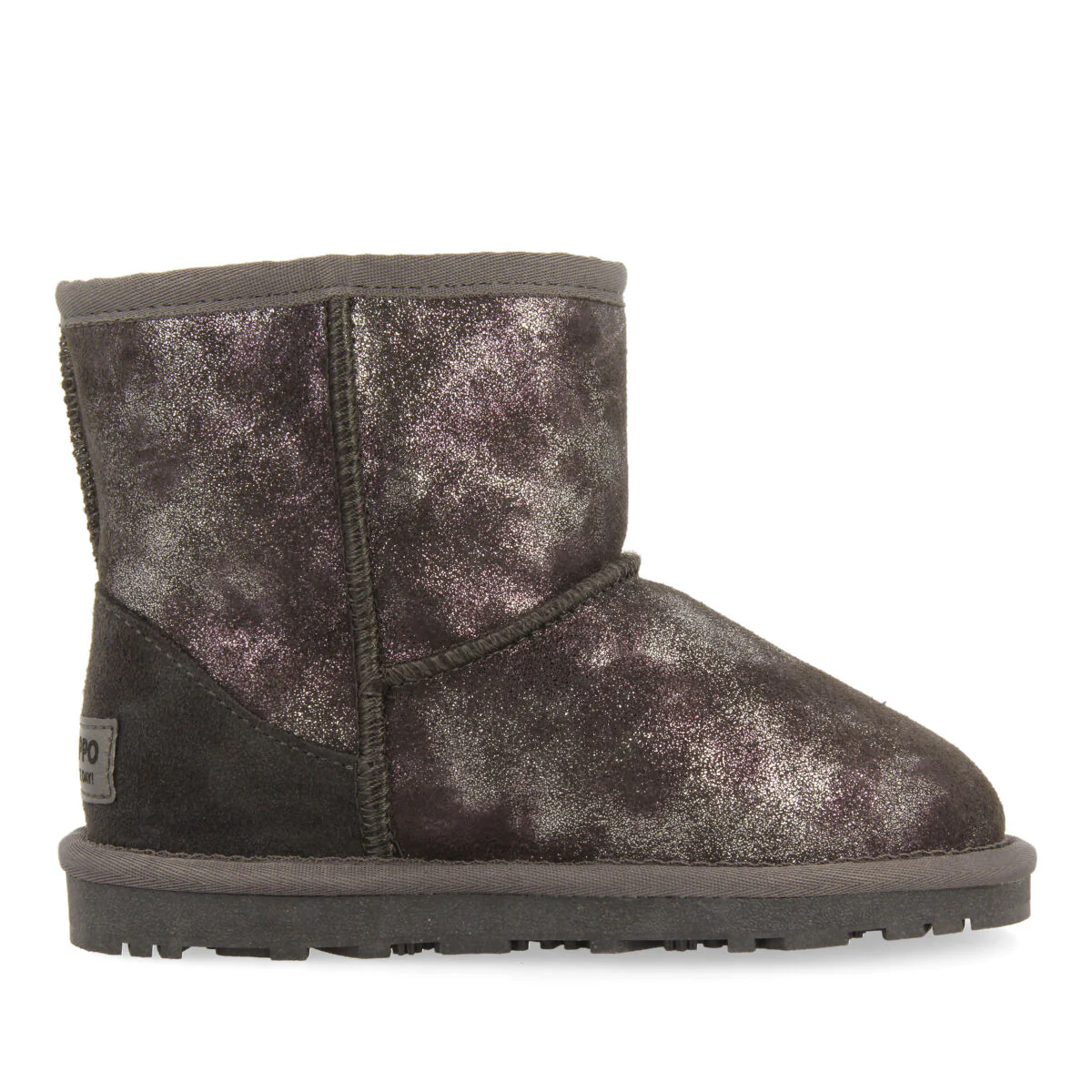 Virrat children's metallic grey split-suede shearling boots