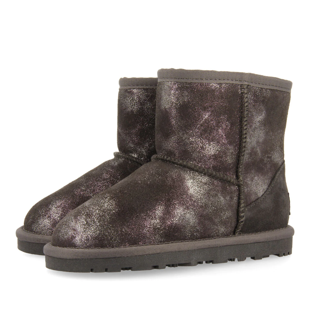 Virrat children's metallic grey split-suede shearling boots - Image 2