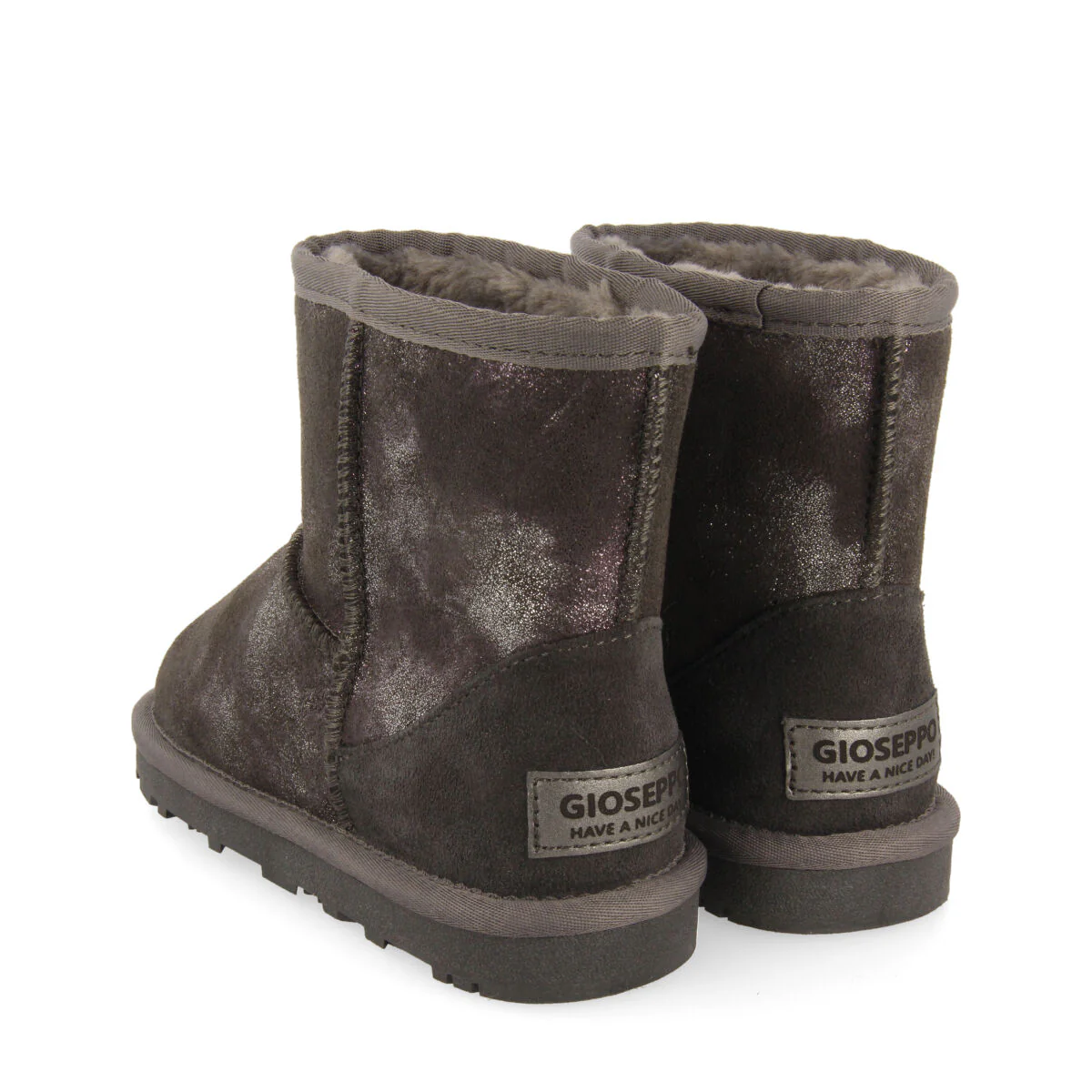 Virrat children's metallic grey split-suede shearling boots - Image 3