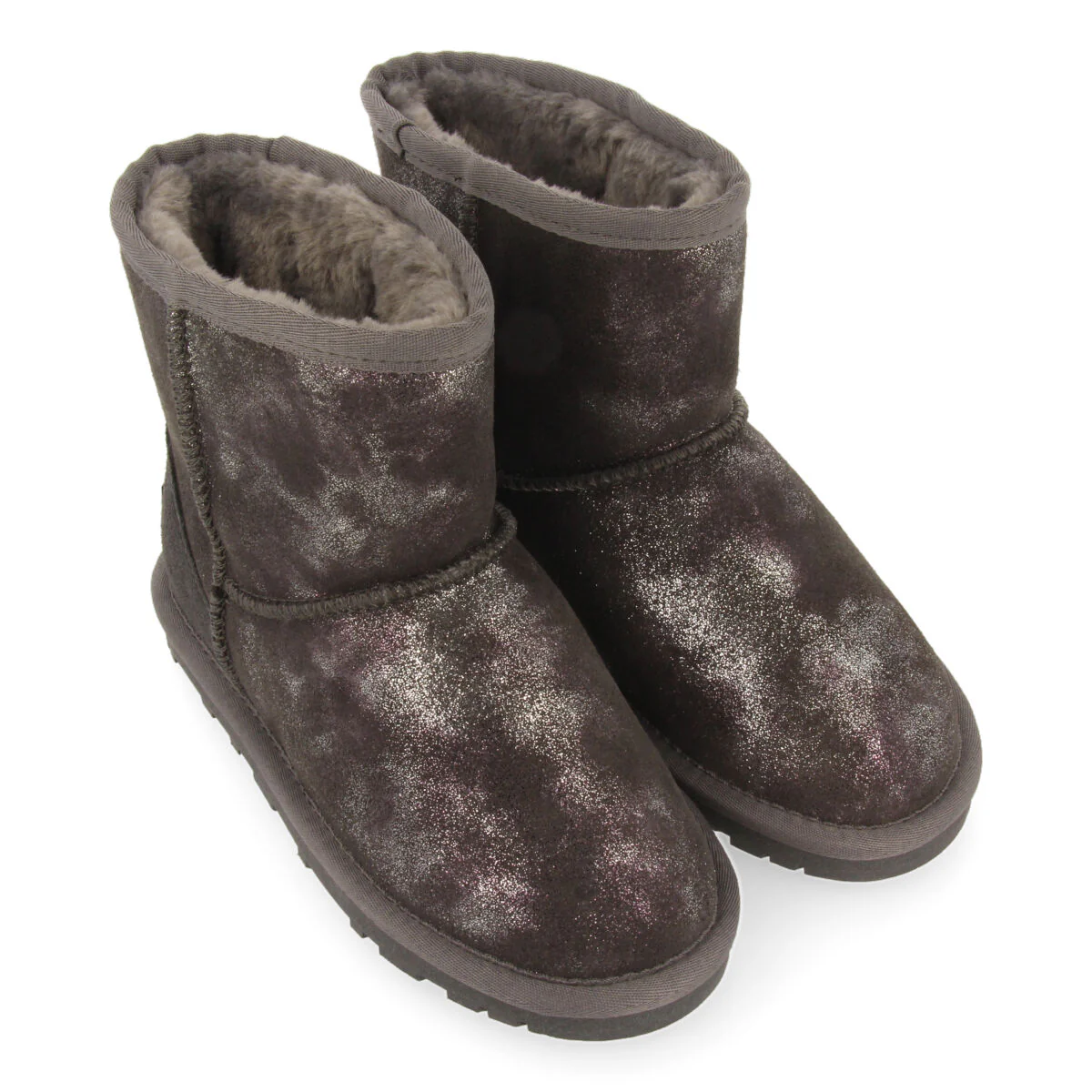 Virrat children's metallic grey split-suede shearling boots - Image 4