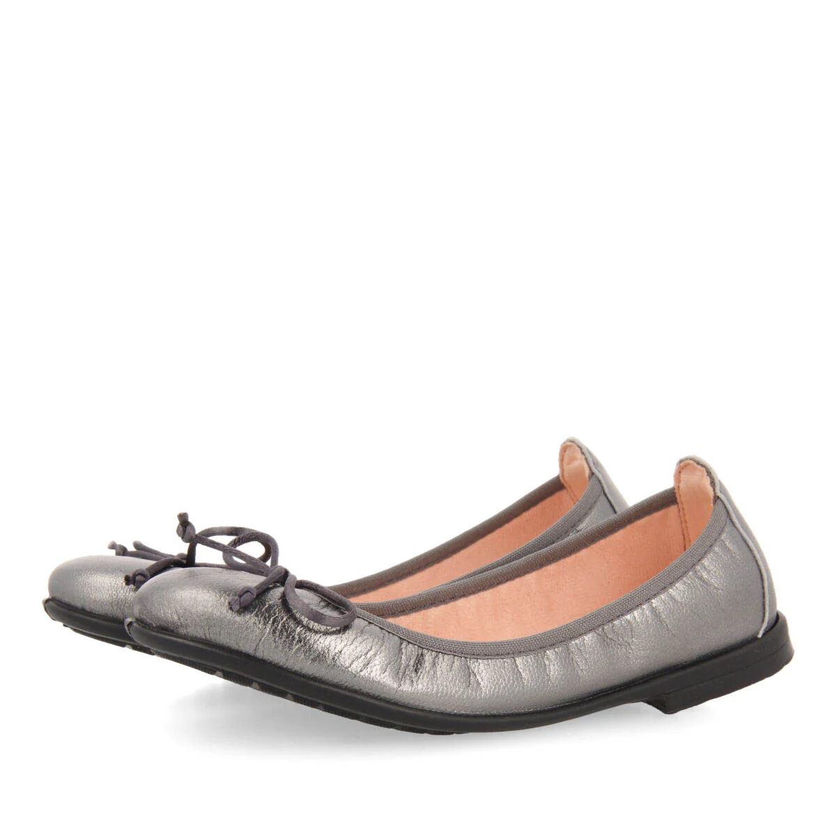 Volders girls' dark silver leather ballet flats - Image 2