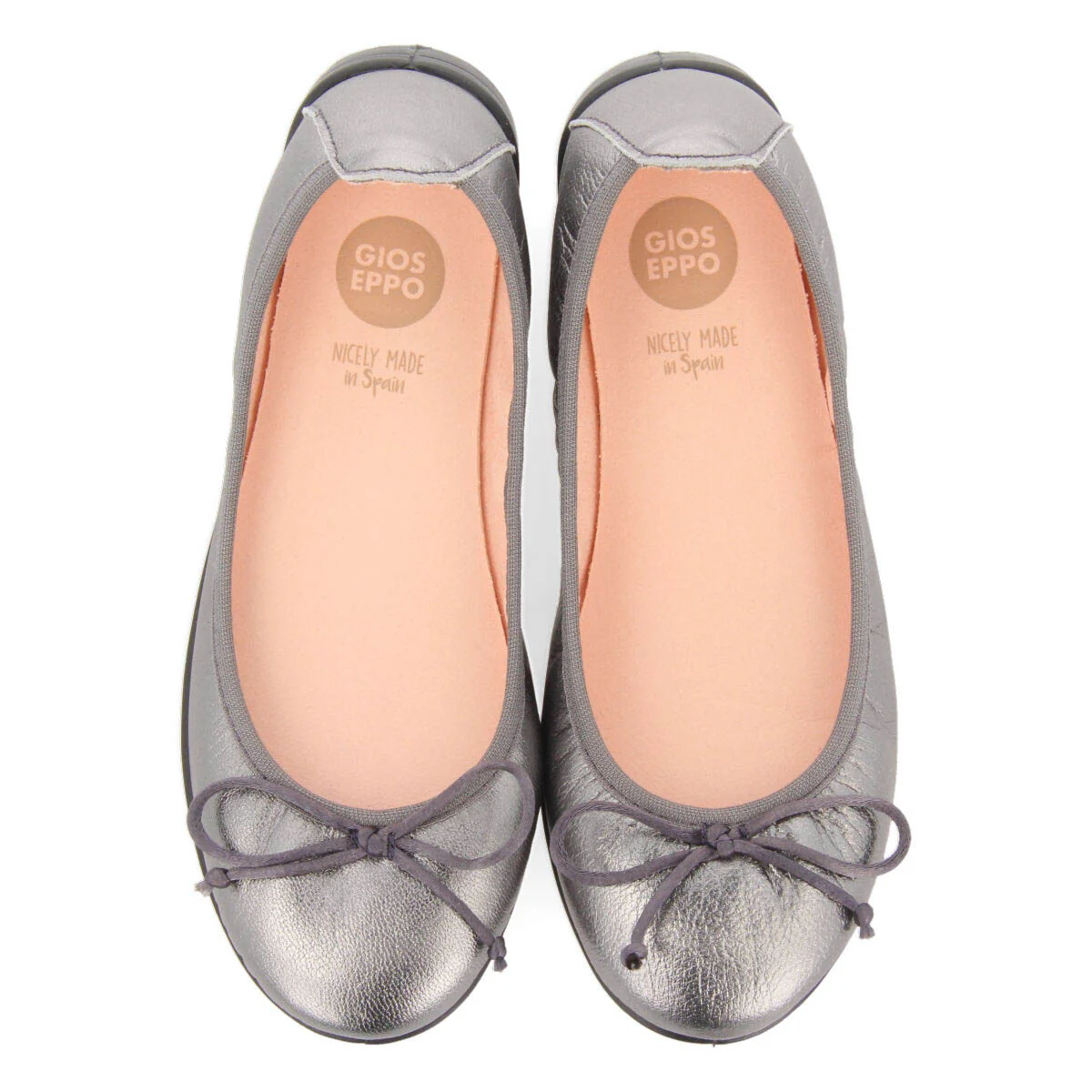 Volders girls' dark silver leather ballet flats - Image 4