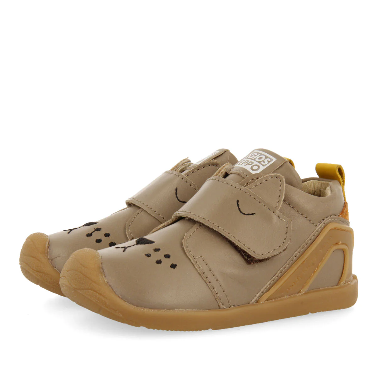 Volin my first gioseppo babies' taupe leather ankle boots with an animal face design - Image 2