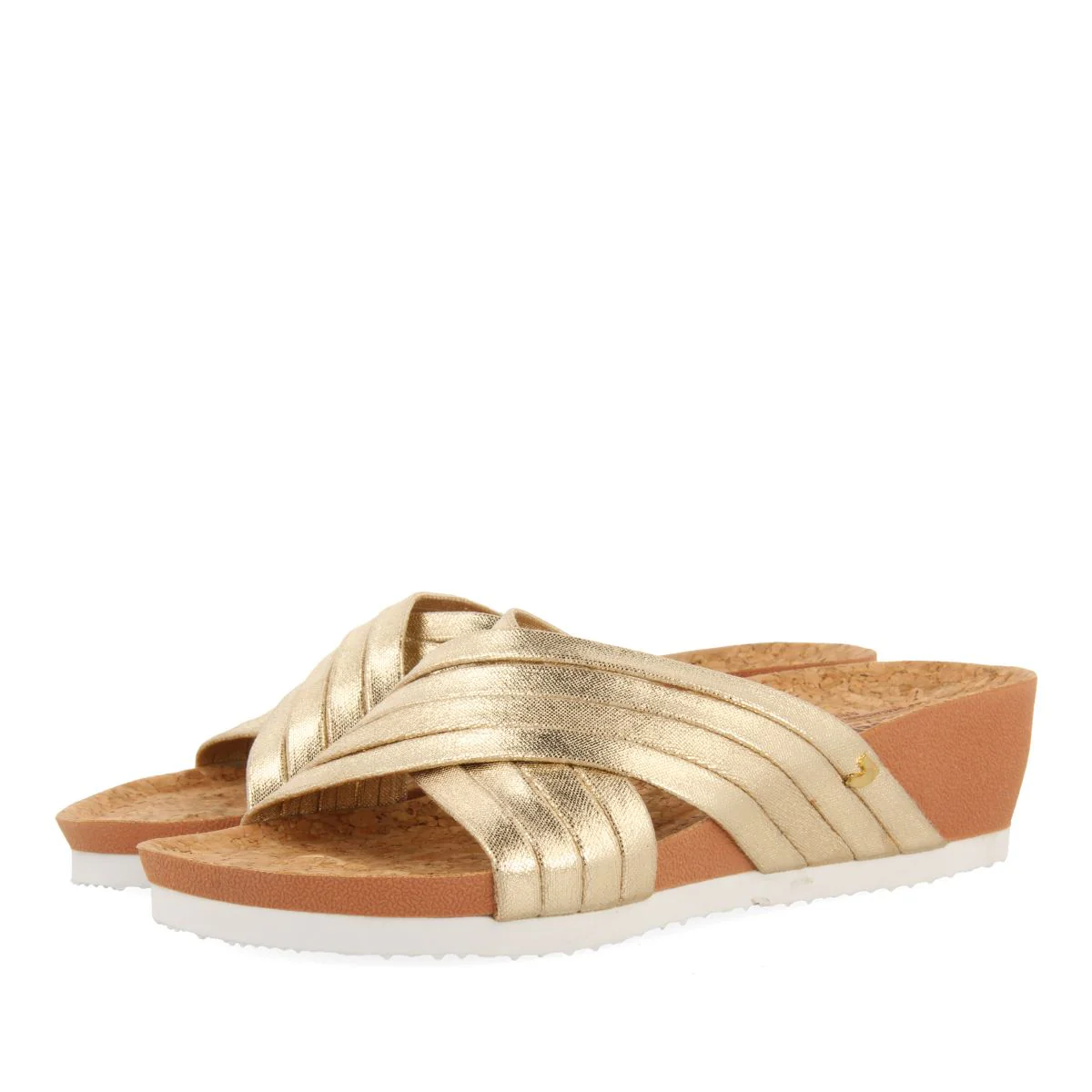 WEDGE SANDALS WITH GOLDEN STRAPS FOR WOMEN BREAGE - Image 2