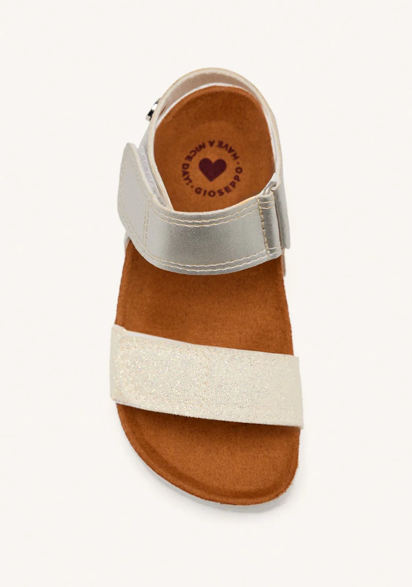 WHITE AND SILVER BIO SOLE FLIP-FLOPS WITH GLITTER FOR GIRL AND BOY ANGWING - Image 3