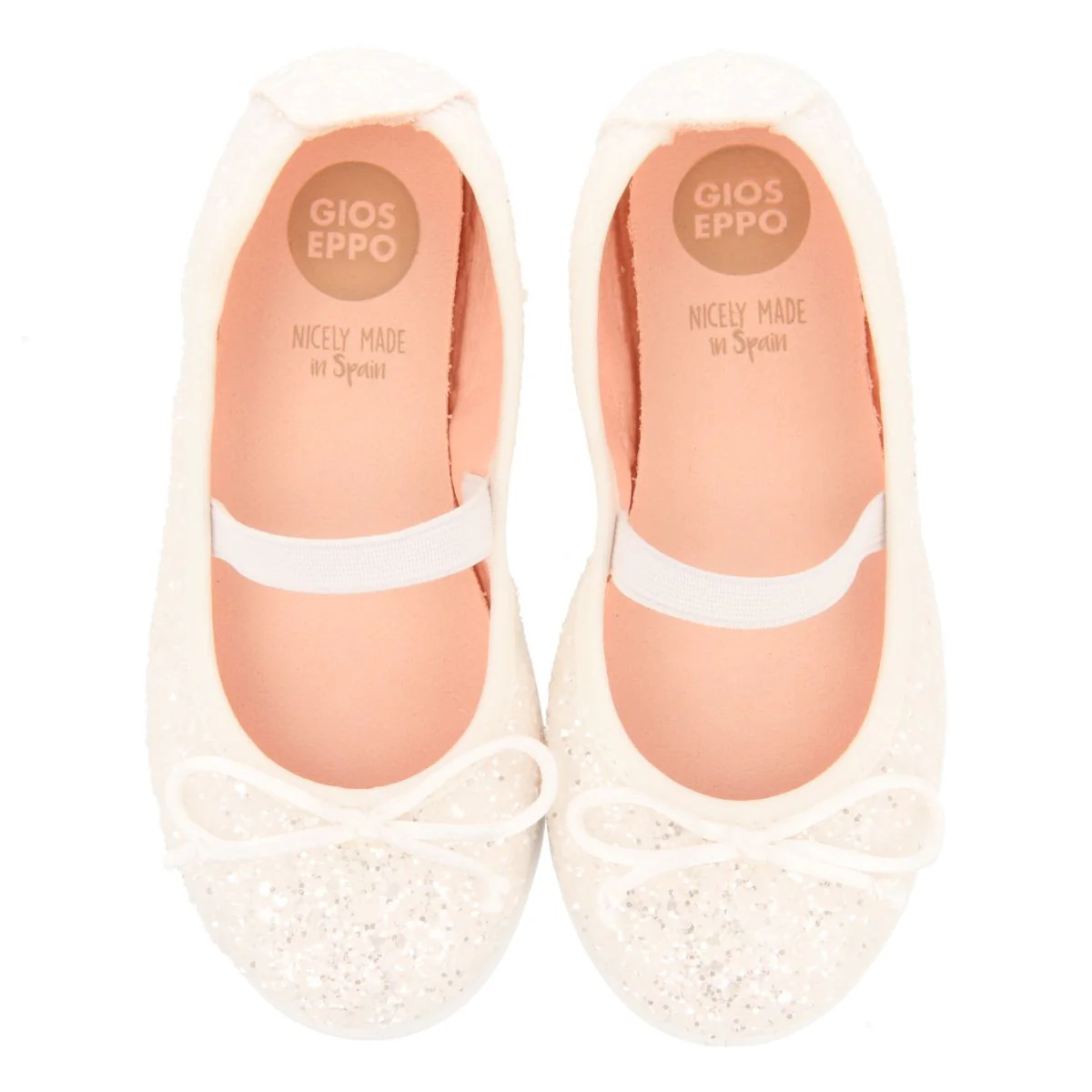 WHITE GLITTER BALLET FLATS WITH ELASTIC STRAP FOR GIRL AND BOY MOLALLA - Image 4