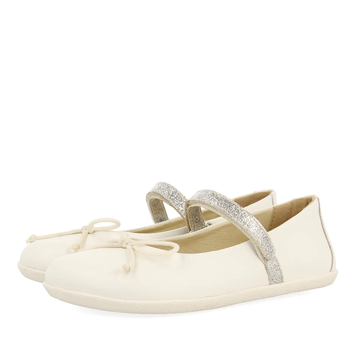 WHITE GLITTERY BALLET FLATS WITH BOW EMBELLISHMENT FOR GIRLS AND BOYS ANNSVILLE - Image 2