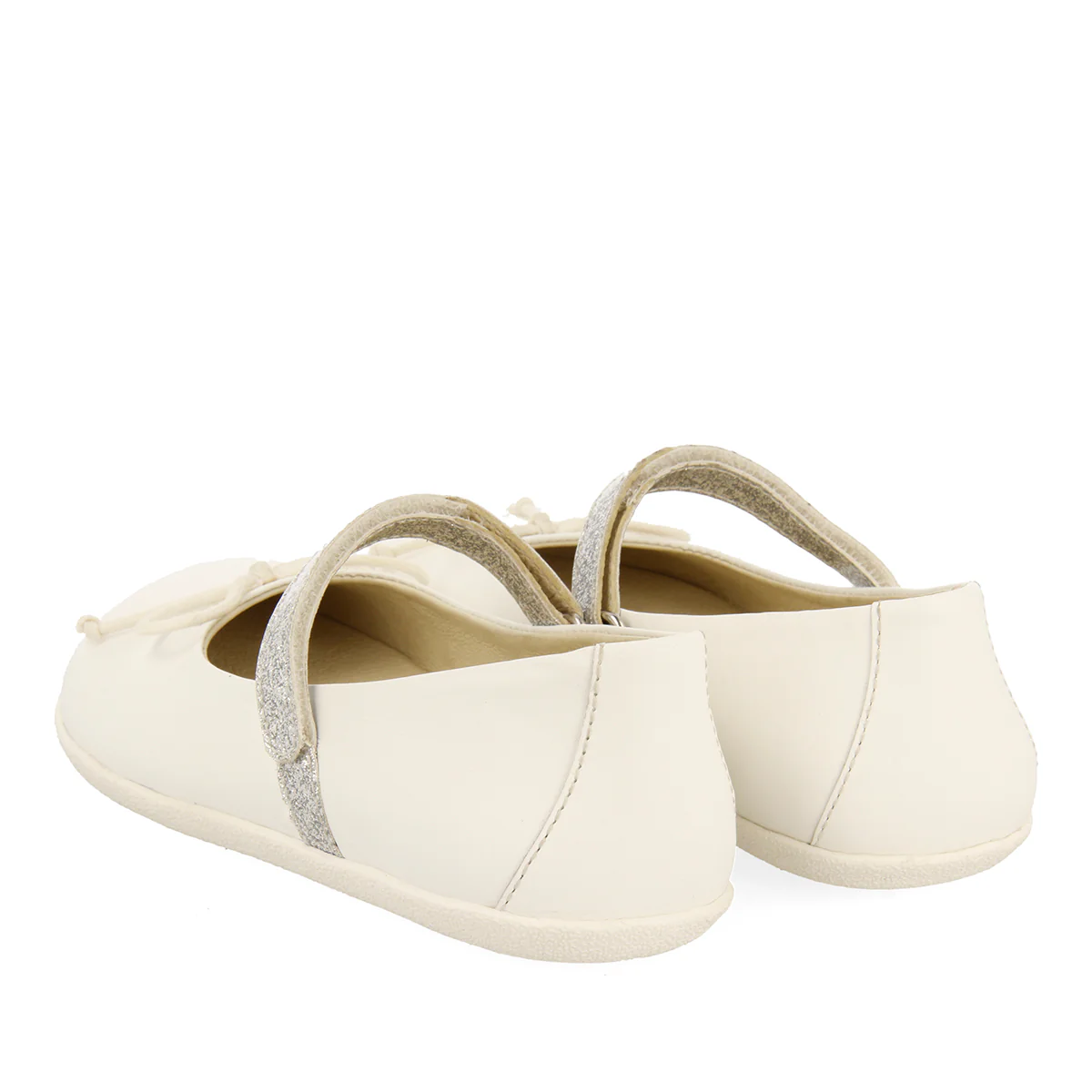 WHITE GLITTERY BALLET FLATS WITH BOW EMBELLISHMENT FOR GIRLS AND BOYS ANNSVILLE - Image 3
