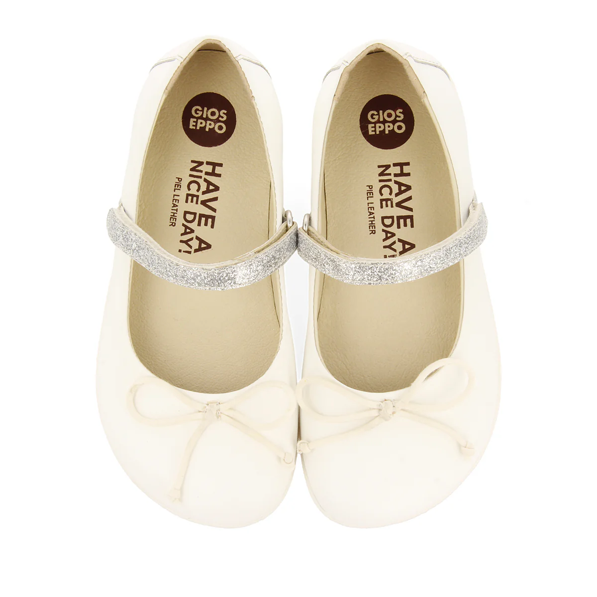 WHITE GLITTERY BALLET FLATS WITH BOW EMBELLISHMENT FOR GIRLS AND BOYS ANNSVILLE - Image 4