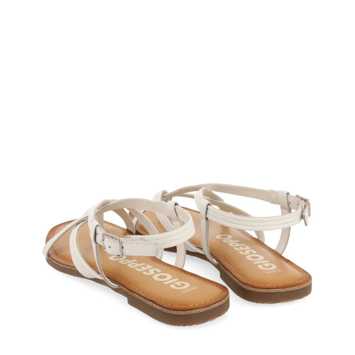 WHITE LEATHER CROSS STRAP SANDALS FOR WOMEN FUNARE - Image 3