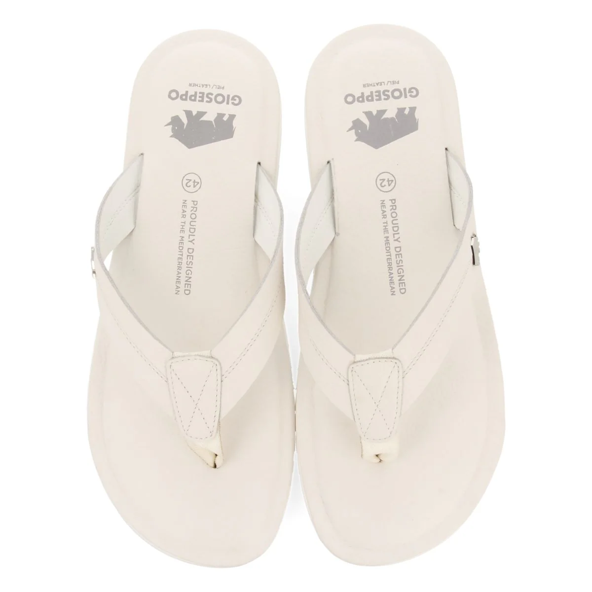 WHITE LEATHER FLIP FLOPS FOR MEN WASCO - Image 4