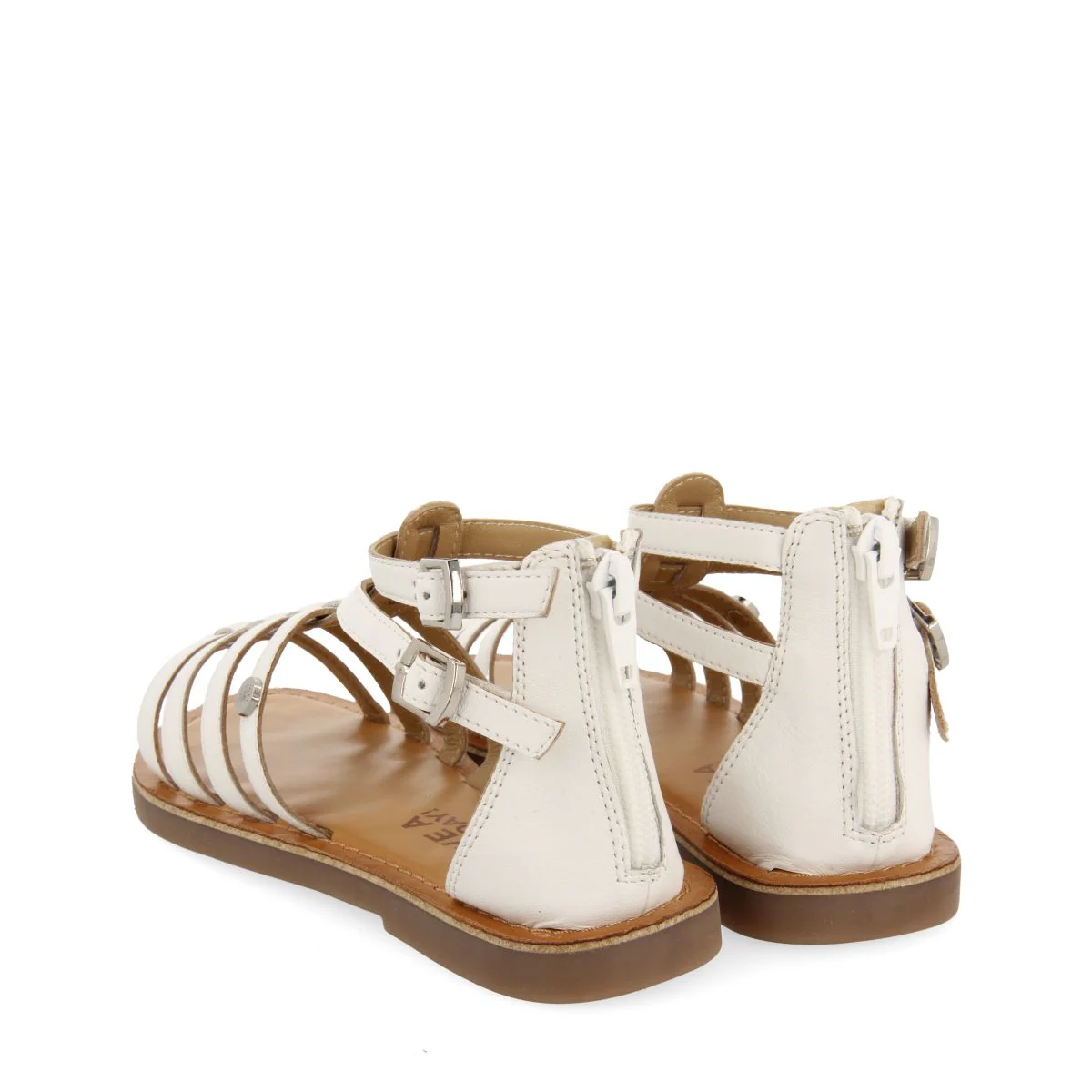 WHITE LEATHER ROMAN STYLE SANDALS FOR GIRL AND BOY BENICIA - Image 3