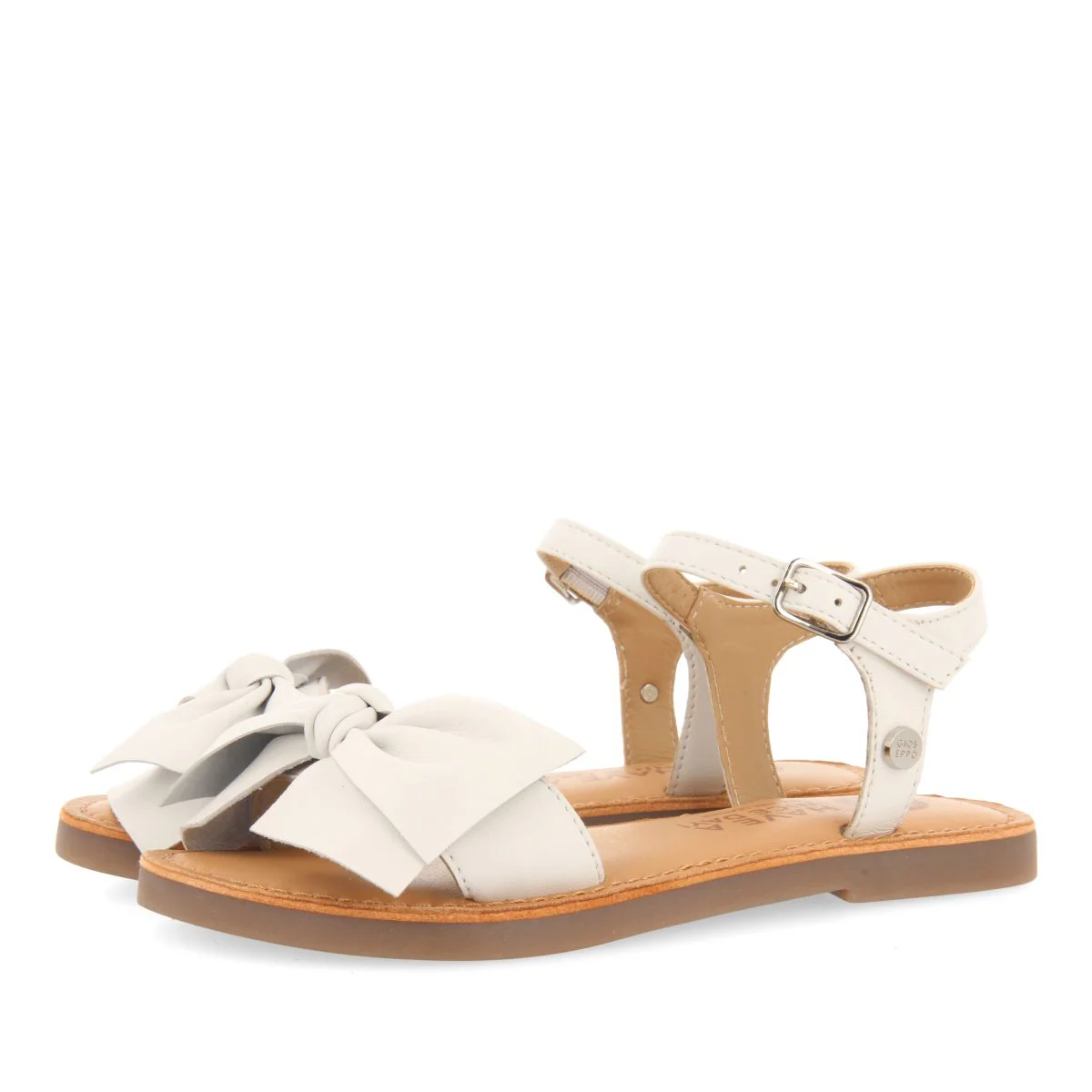 WHITE LEATHER SANDALS WITH BOW FOR GIRL AND BOY VARZIM - Image 2
