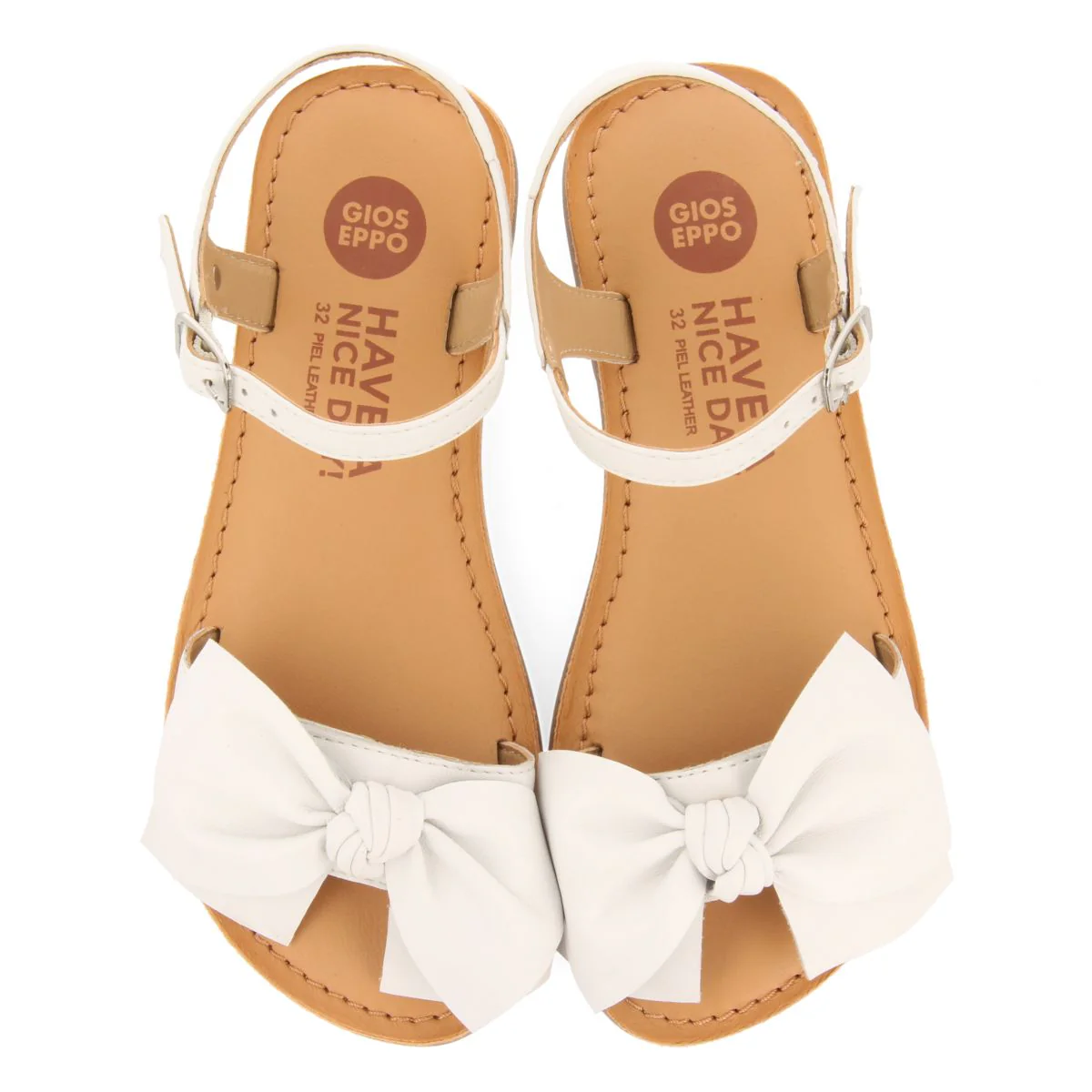 WHITE LEATHER SANDALS WITH BOW FOR GIRL AND BOY VARZIM - Image 4