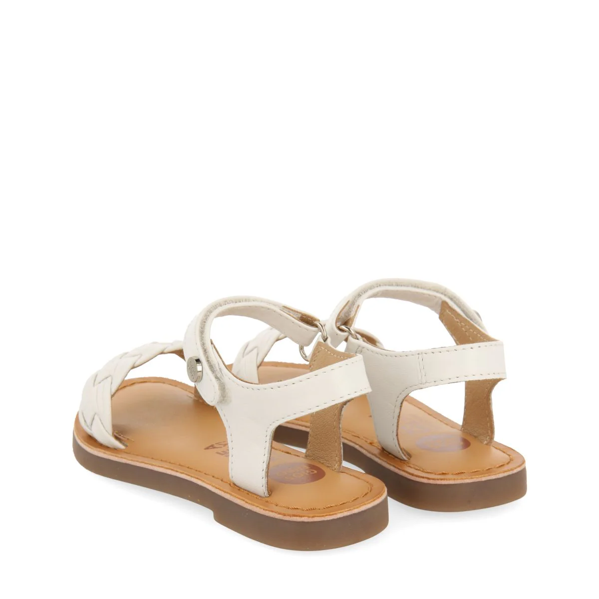 WHITE LEATHER SANDALS WITH BRAIDING AND ADJUSTABLE CLOSURE FOR GIRL AND BOY MANASTIR - Image 3