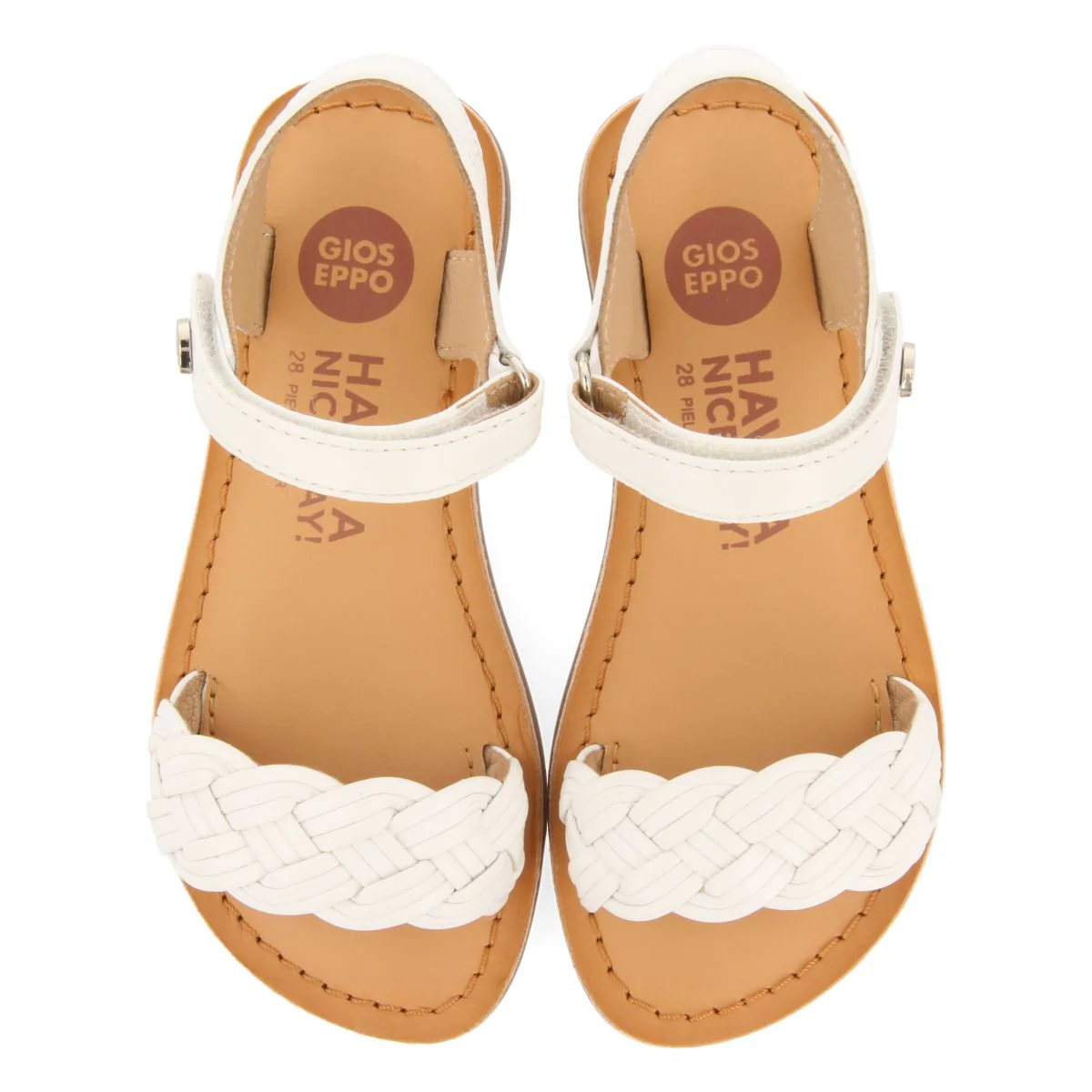 WHITE LEATHER SANDALS WITH BRAIDING AND ADJUSTABLE CLOSURE FOR GIRL AND BOY MANASTIR - Image 4