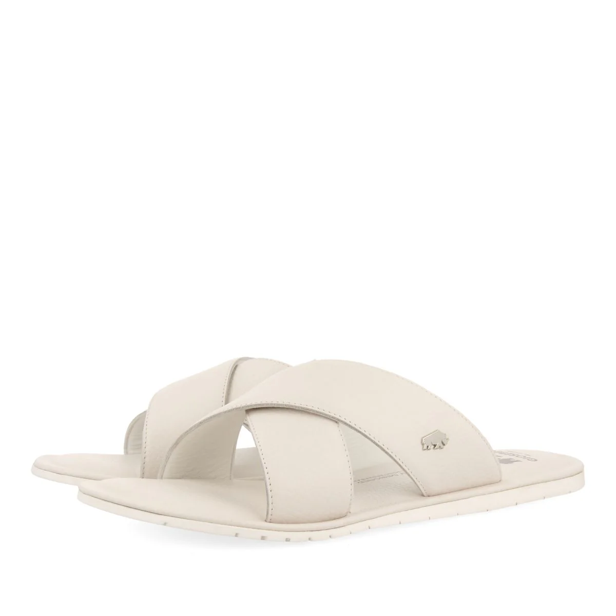 WHITE LEATHER SANDALS WITH CROSS STRAP FOR MEN OROSH - Image 2