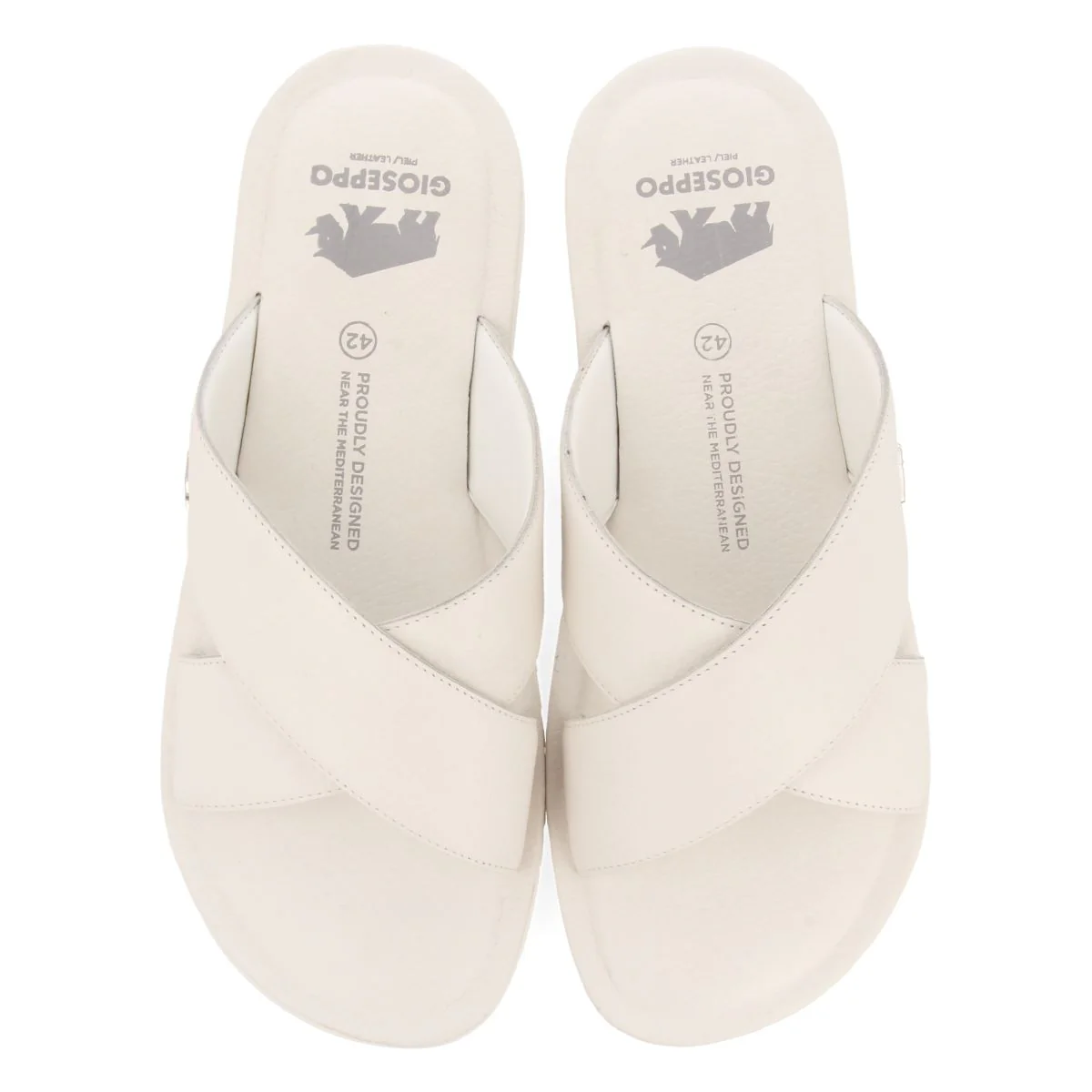 WHITE LEATHER SANDALS WITH CROSS STRAP FOR MEN OROSH - Image 4