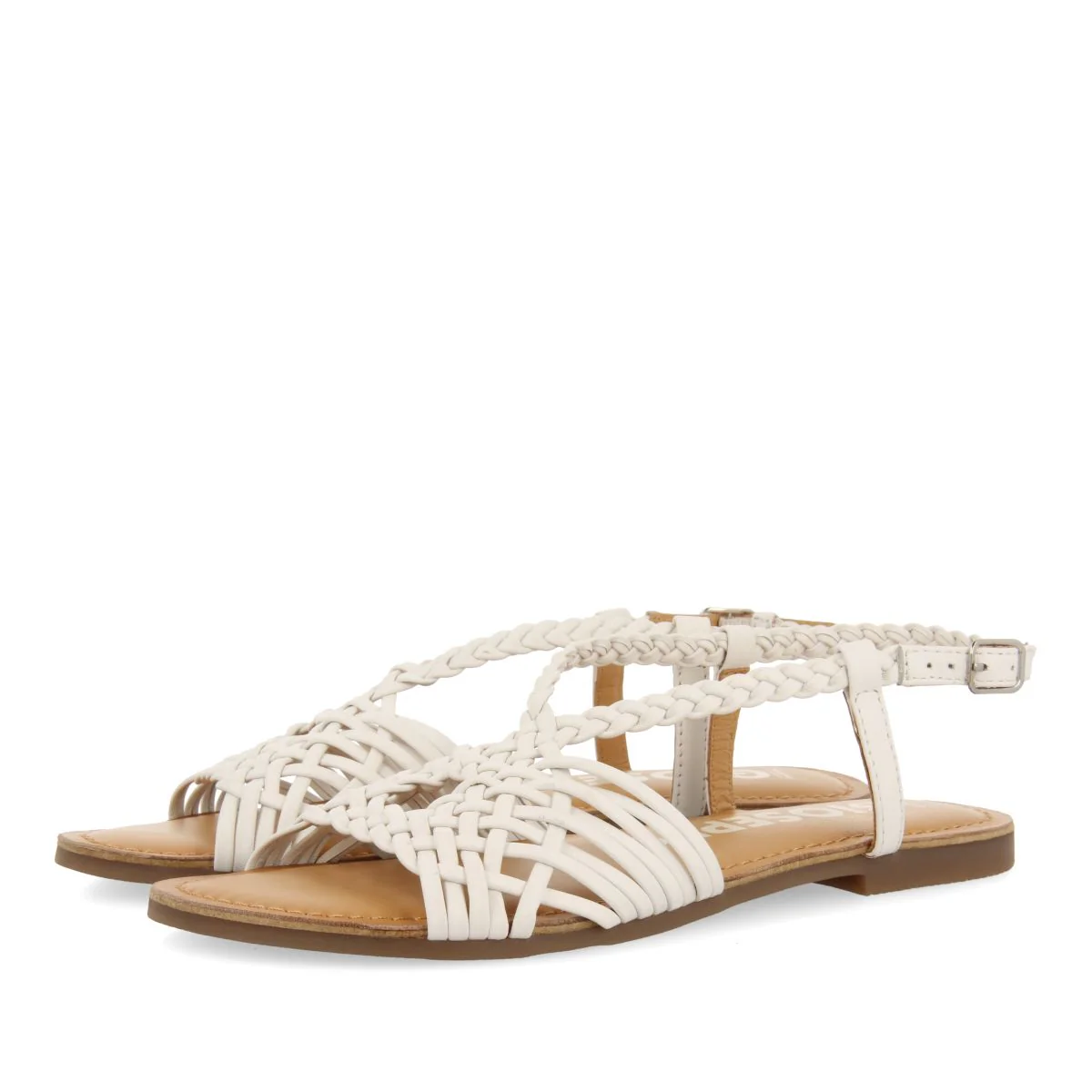 WHITE LEATHER SANDALS WITH CROSS STRAPS FOR WOMEN AIDONE - Image 2