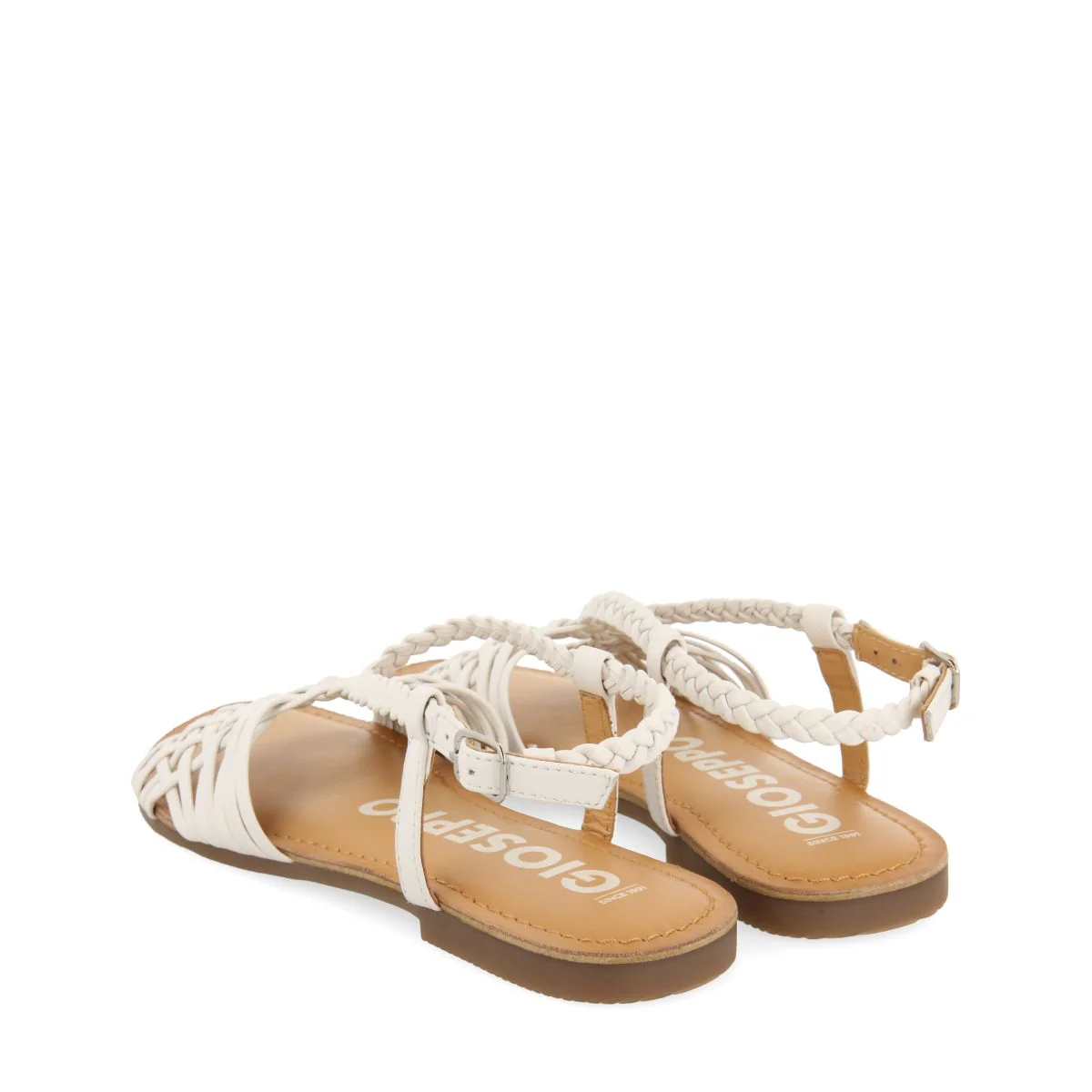 WHITE LEATHER SANDALS WITH CROSS STRAPS FOR WOMEN AIDONE - Image 3