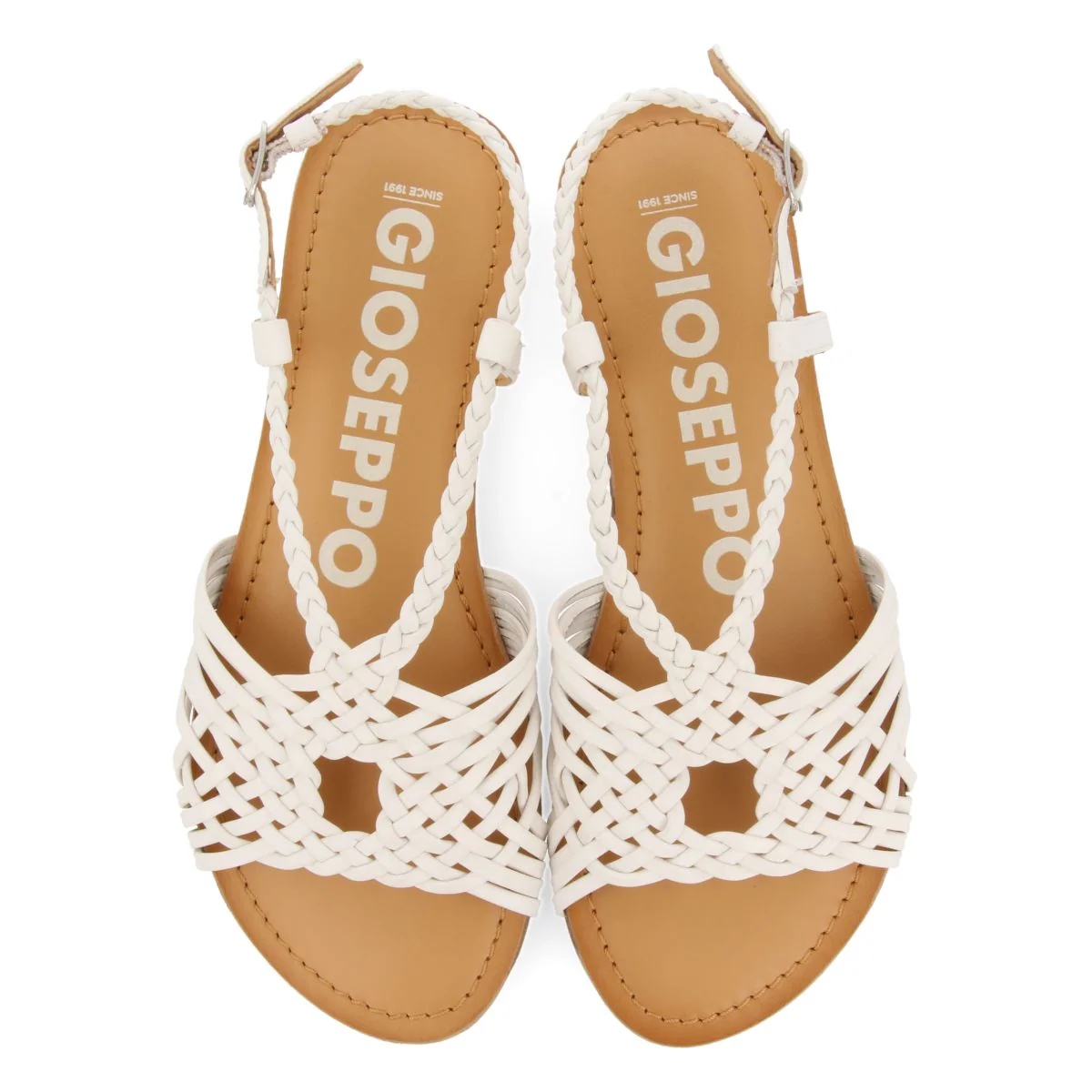 WHITE LEATHER SANDALS WITH CROSS STRAPS FOR WOMEN AIDONE - Image 4