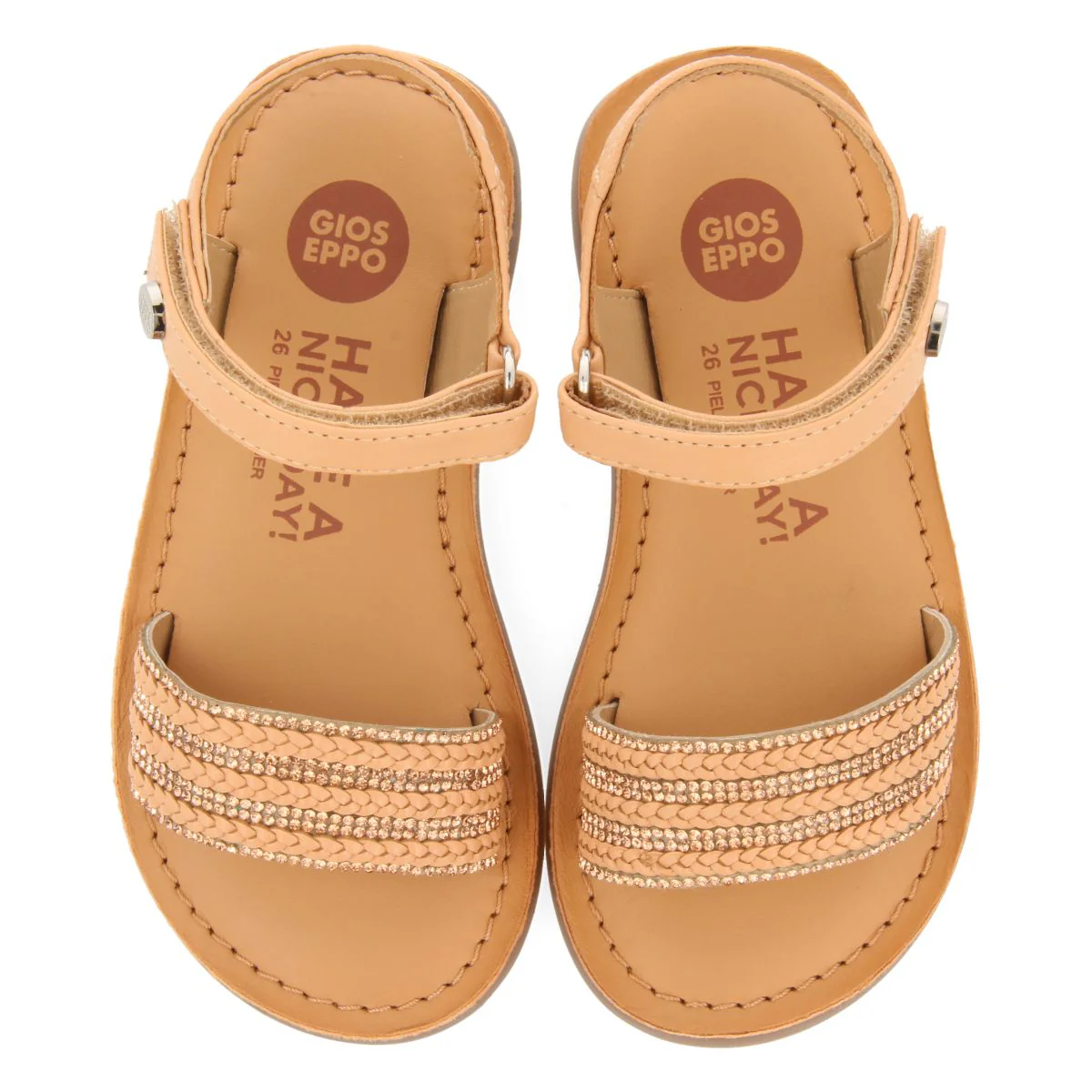 WHITE LEATHER SANDALS WITH EMBELLISHMENT AND ADJUSTABLE CLOSURE FOR GIRL AND BOY MIREVAL - Image 2