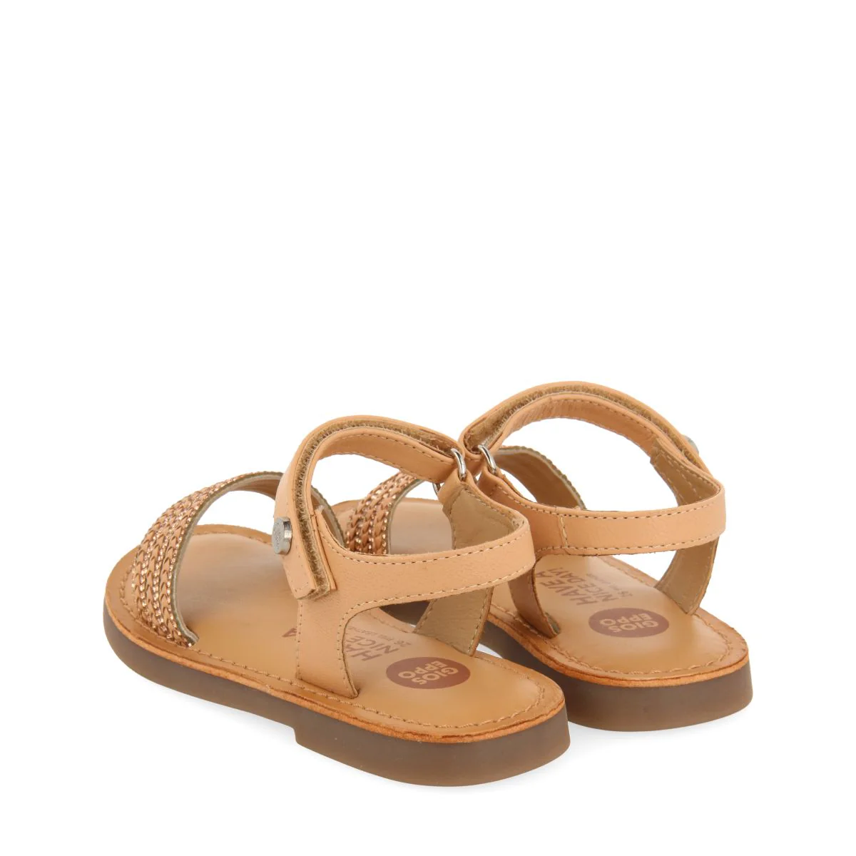 WHITE LEATHER SANDALS WITH EMBELLISHMENT AND ADJUSTABLE CLOSURE FOR GIRL AND BOY MIREVAL - Image 3
