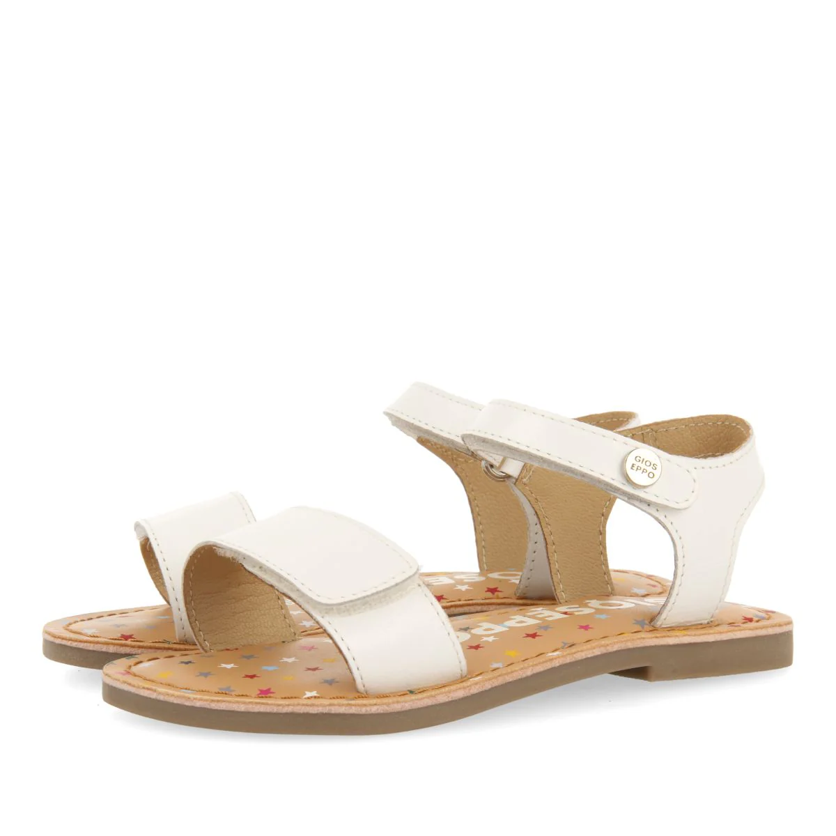 WHITE LEATHER SANDALS WITH FANTASY PRINT FOR GIRL AND BOY GIGEAN - Image 2