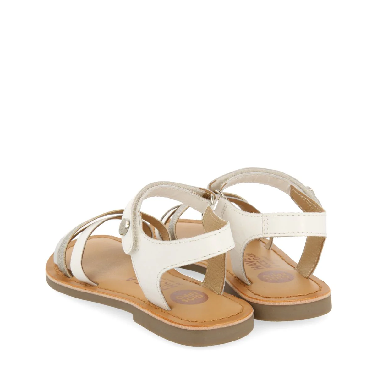 WHITE LEATHER SANDALS WITH GLITTER AND METALLIC DETAILS FOR GIRL AND BOY LAWTEY - Image 3
