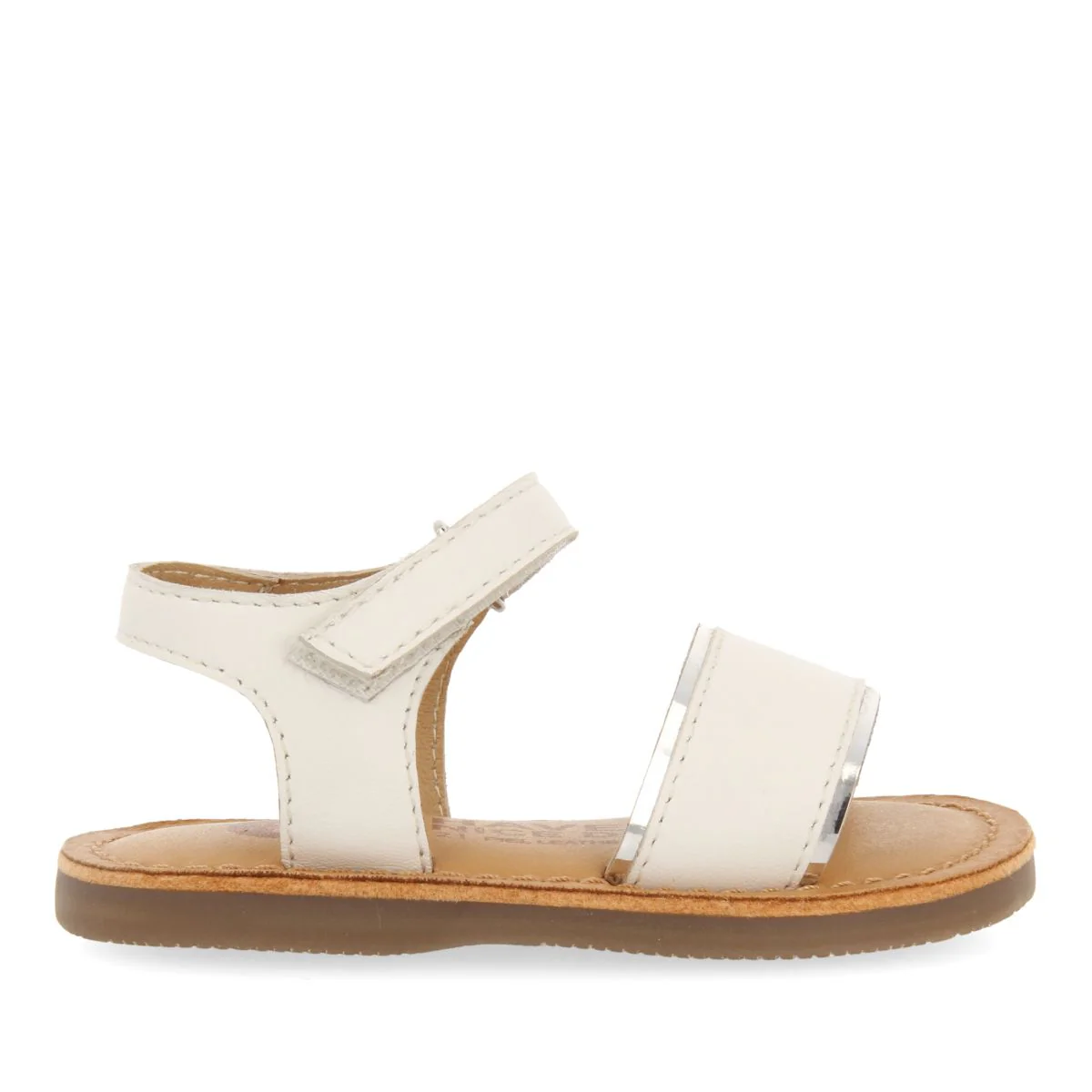 WHITE LEATHER SANDALS WITH METALLIC DETAILS FOR BABY ALIKO