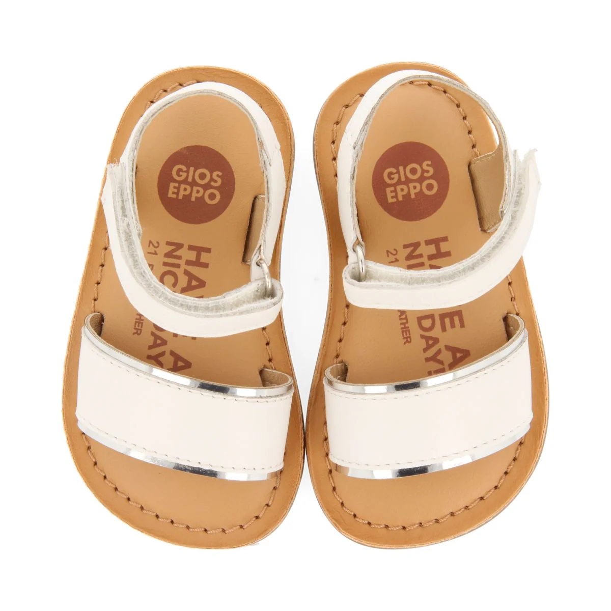 WHITE LEATHER SANDALS WITH METALLIC DETAILS FOR BABY ALIKO - Image 4