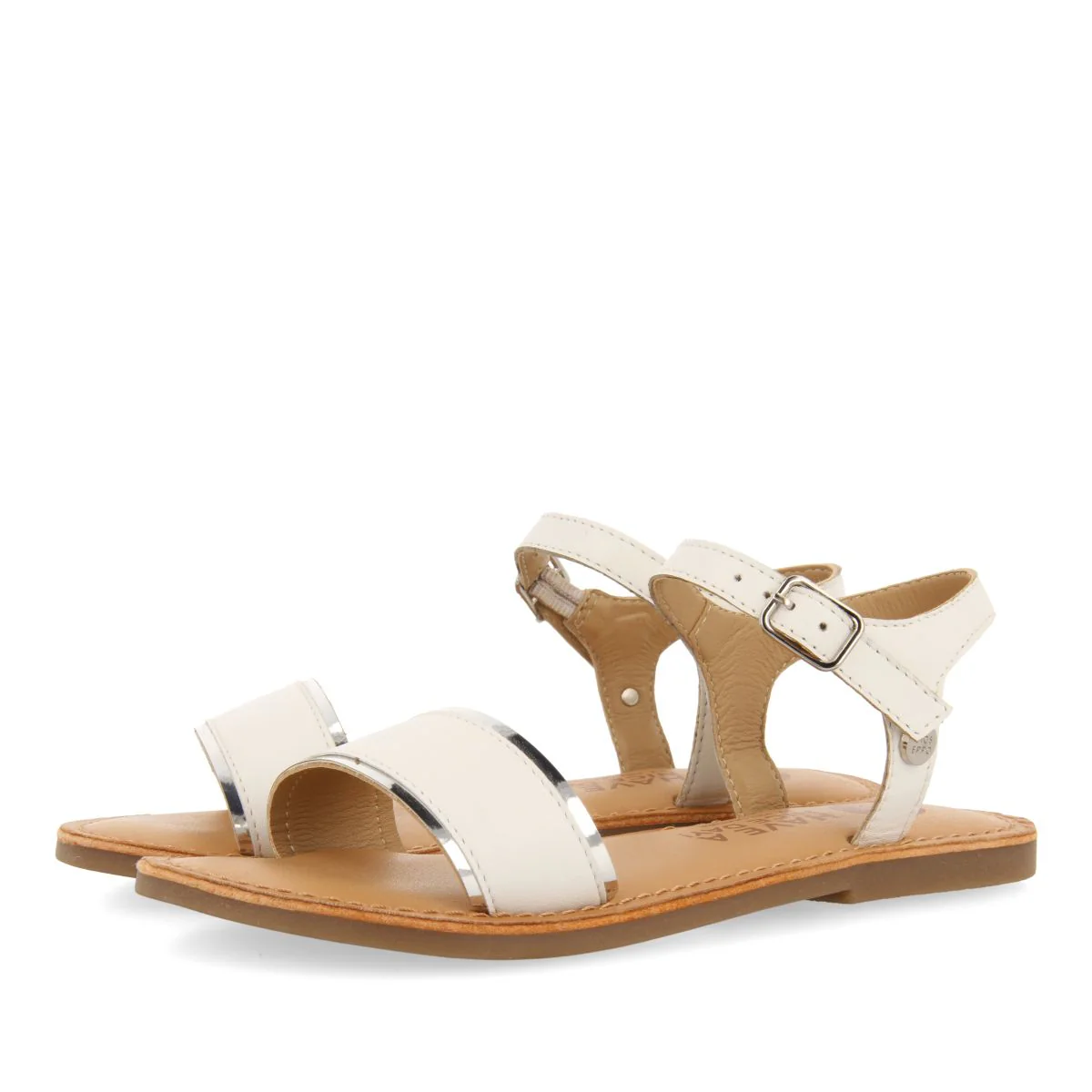 WHITE LEATHER SANDALS WITH METALLIC DETAILS FOR GIRLS ISHEM - Image 2