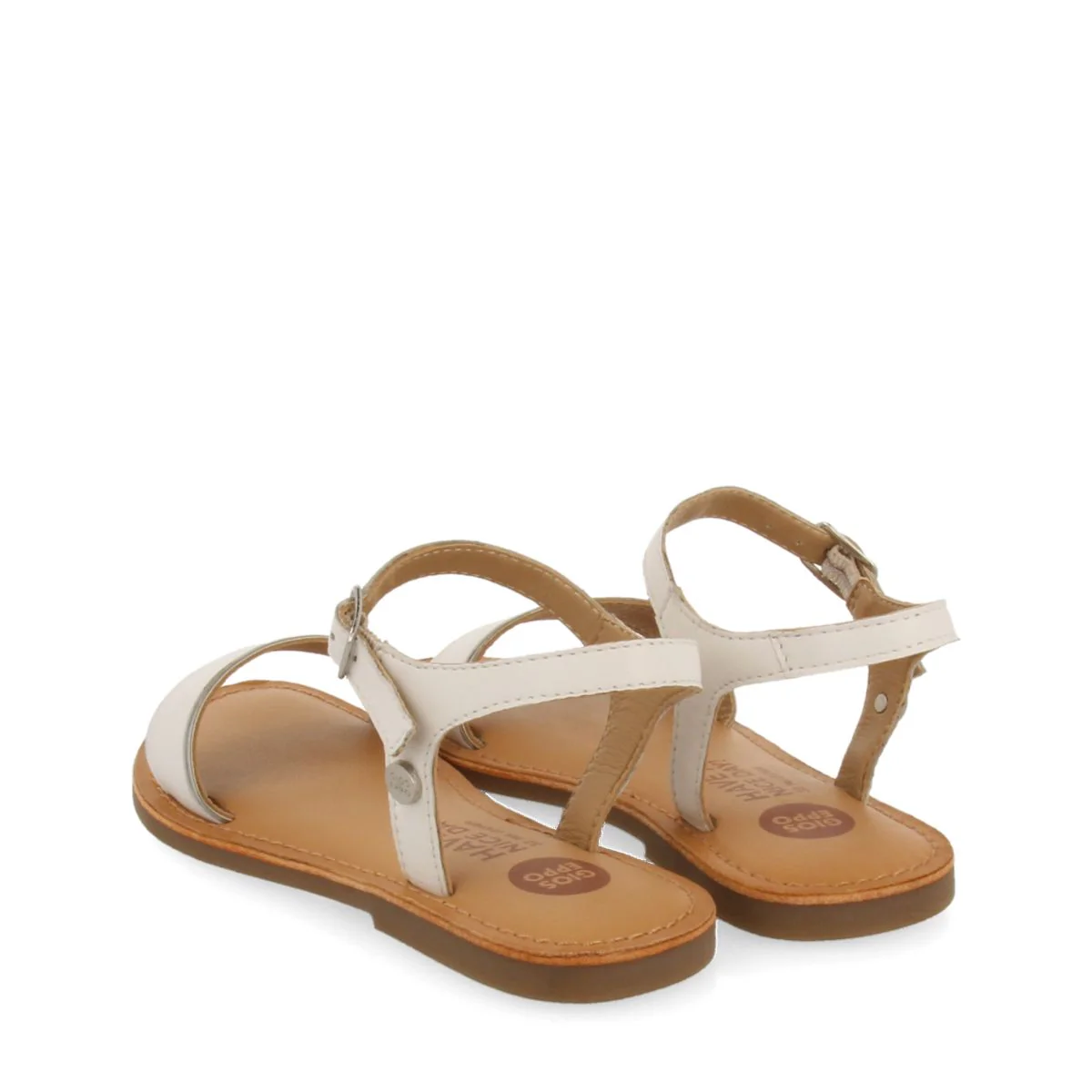 WHITE LEATHER SANDALS WITH METALLIC DETAILS FOR GIRLS ISHEM - Image 3