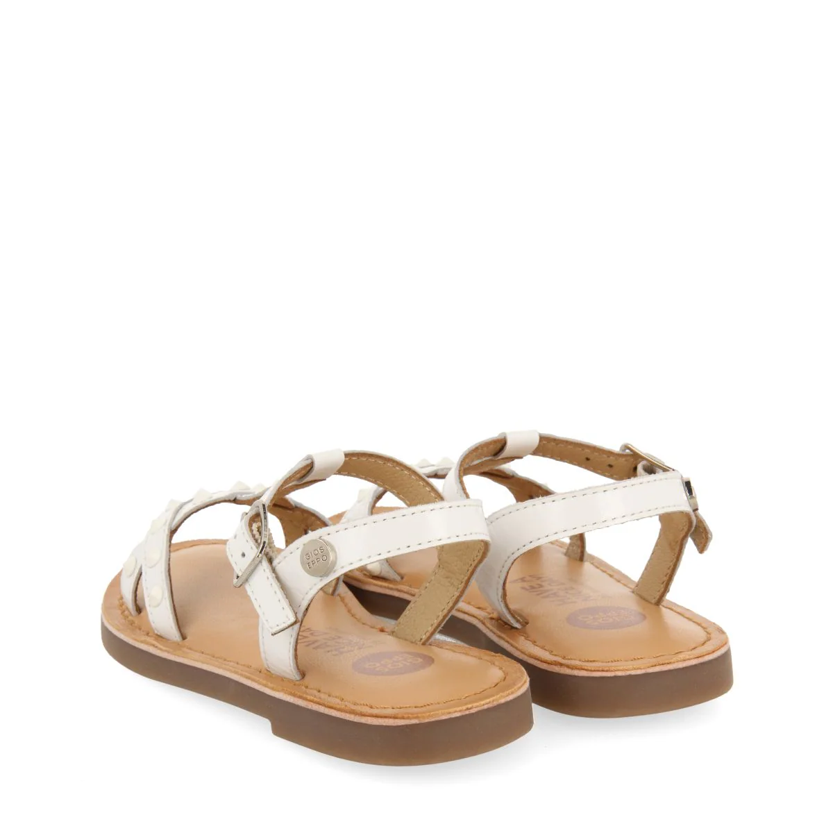 WHITE LEATHER SANDALS WITH STUDS FOR GIRL AND BOYMAWES - Image 3
