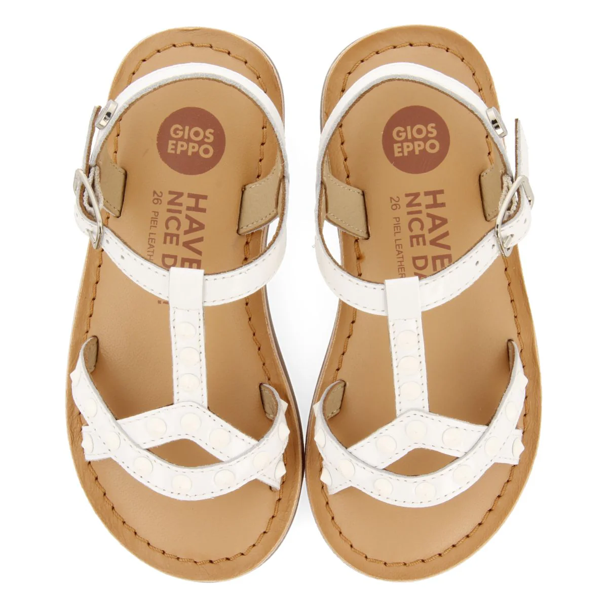 WHITE LEATHER SANDALS WITH STUDS FOR GIRL AND BOYMAWES - Image 4