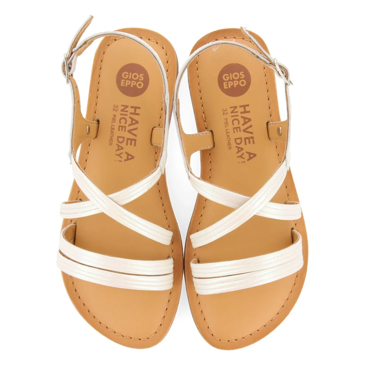 WHITE SANDALS WITH TUBULAR STRAPS IN LEATHER FOR GIRL AND BOY ANNEX - Image 4