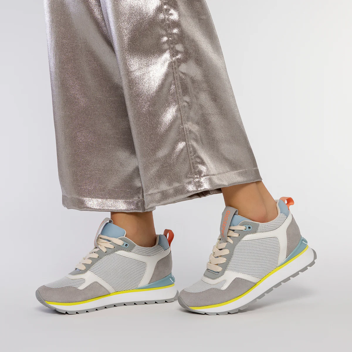 WHITE SNEAKERS WITH INTERNAL WEDGE AND MULTICOLOR DETAILS FOR WOMEN RANDAZZO - Image 2
