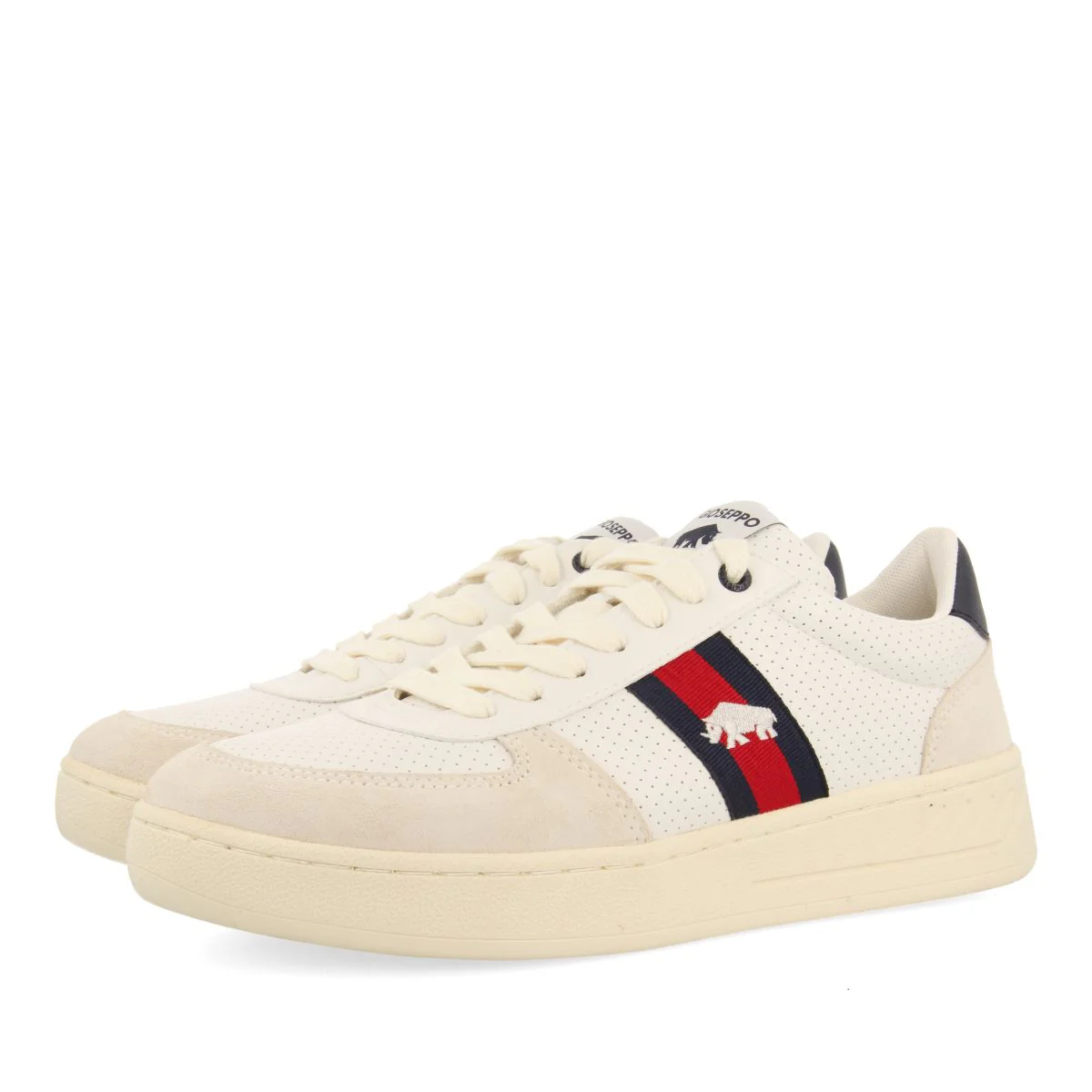 WHITE SNEAKERS WITH RED AND NAVY BLUE ACCENTS FOR MEN BARTOW - Image 2