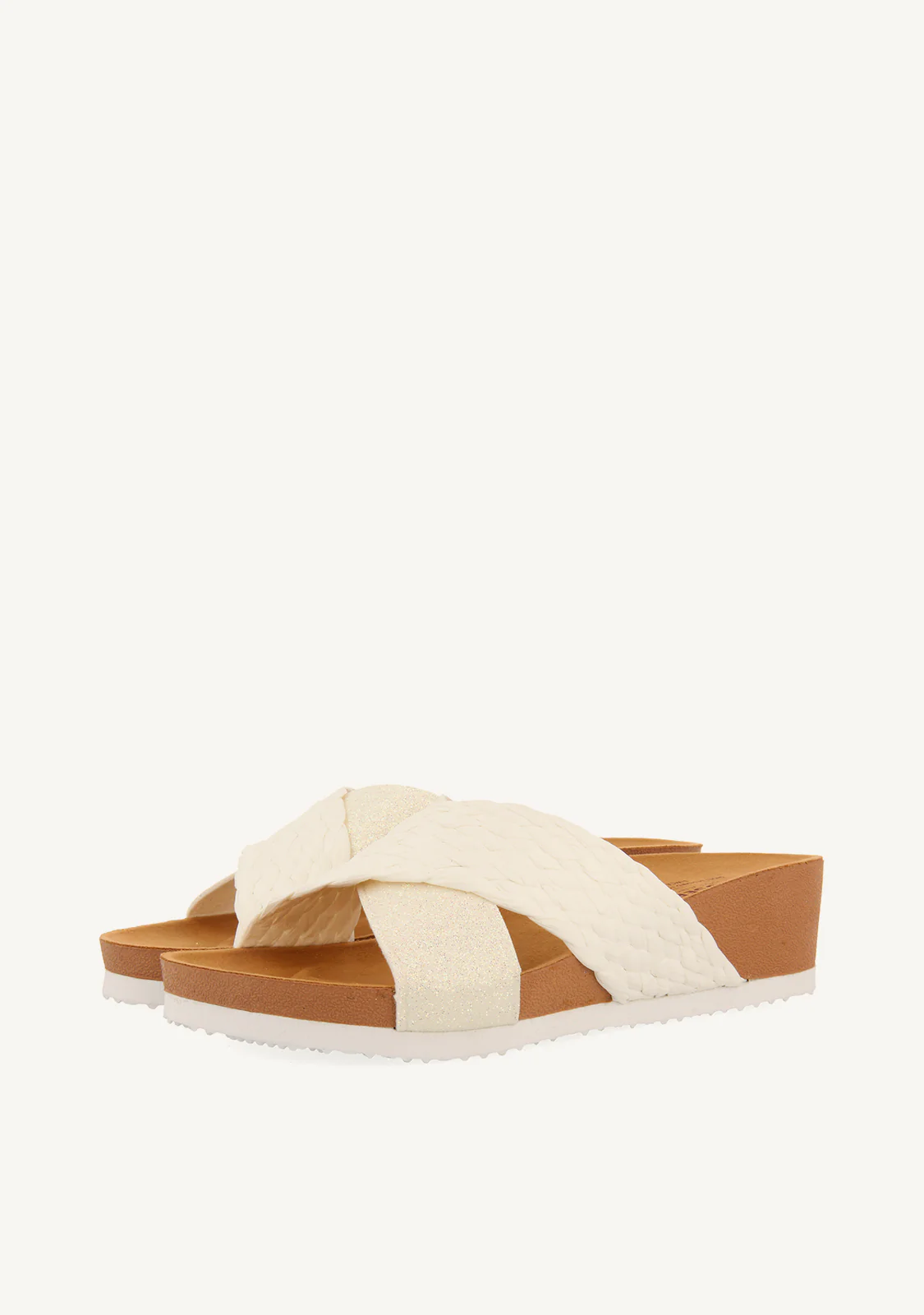 WEDGE SANDALS WITH WHITE STRAPS FOR WOMEN GOULDS - Image 3