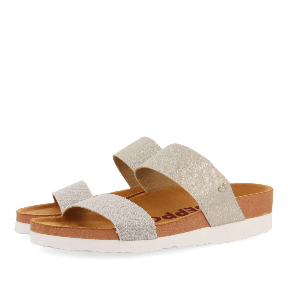 Whittier women's footbed sandals with silver straps - Image 2