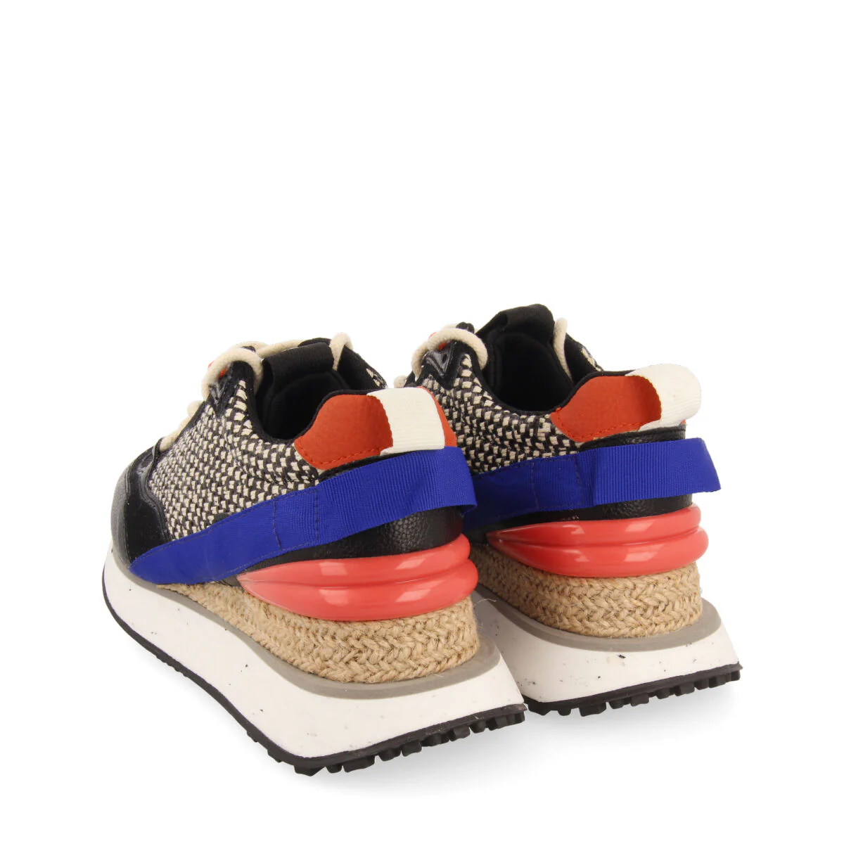 Wittes women's textured black sneakers with details and jute wedges - Image 6