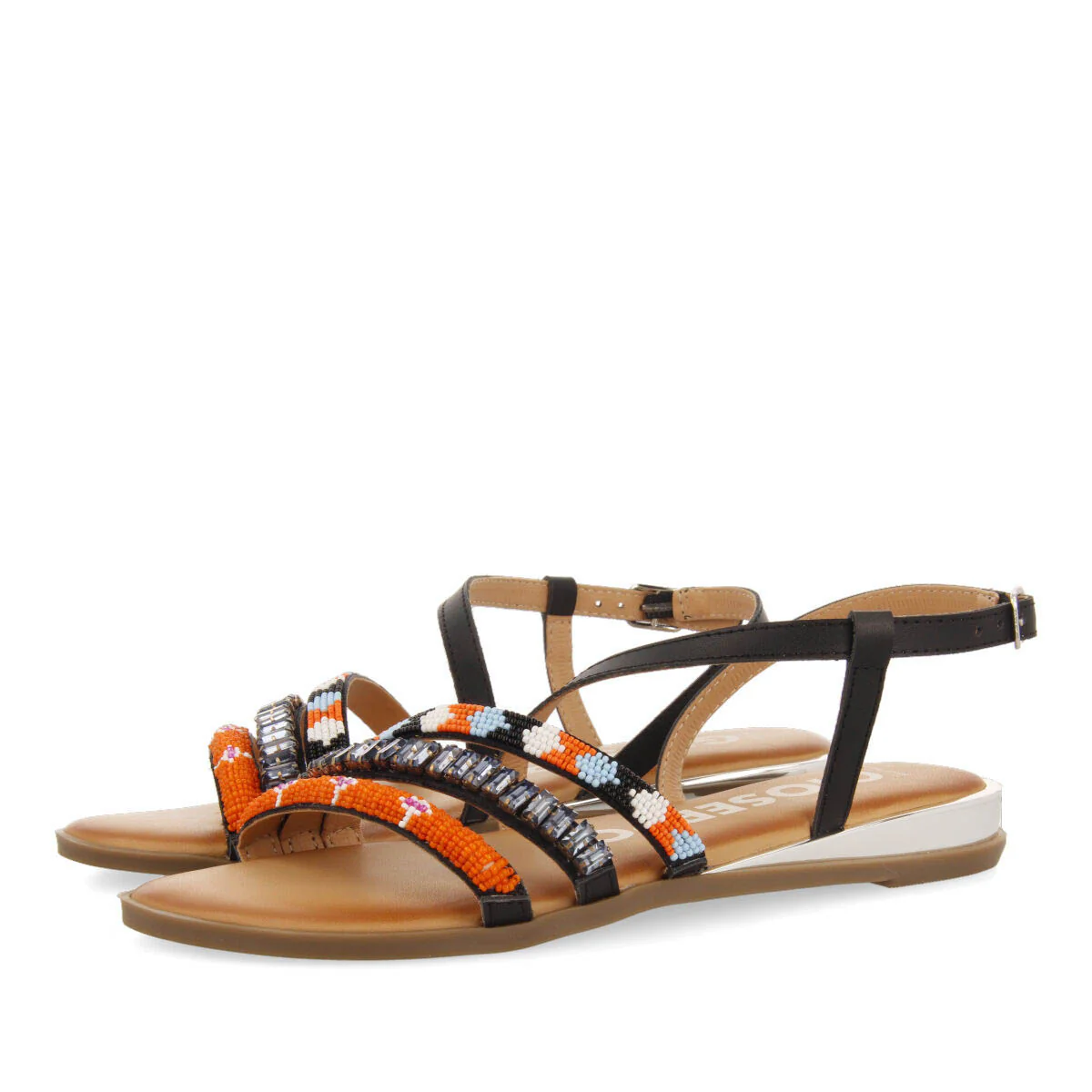 Women's multicoloured sandals with straps with multicoloured stones - Image 2