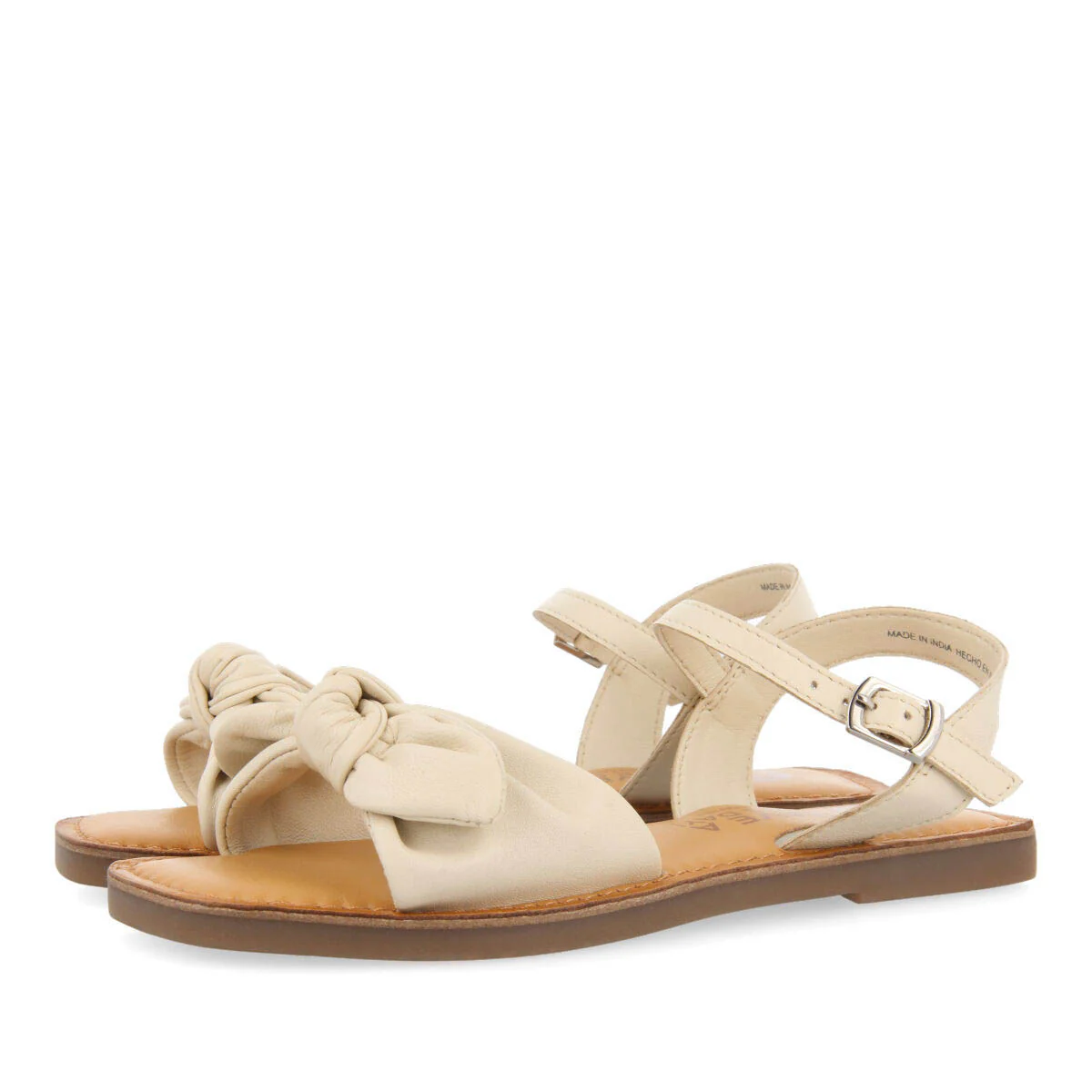 Xapuri girls metallic off white leather sandals - Image 2