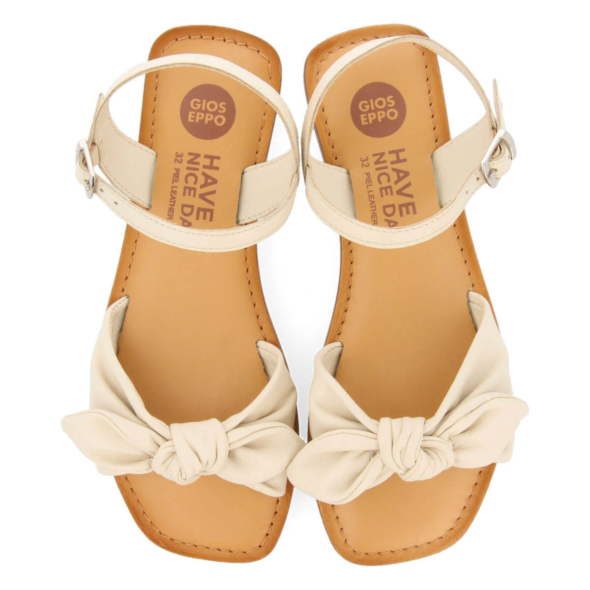Xapuri girls metallic off white leather sandals - Image 3