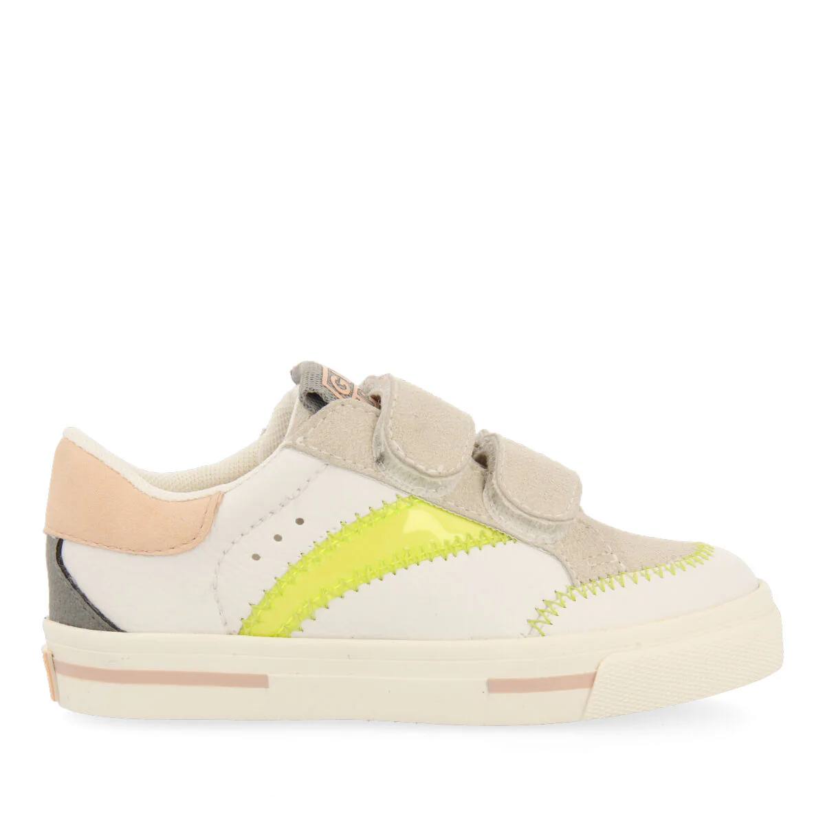 Yalova girls white sneakers with neon yellow details