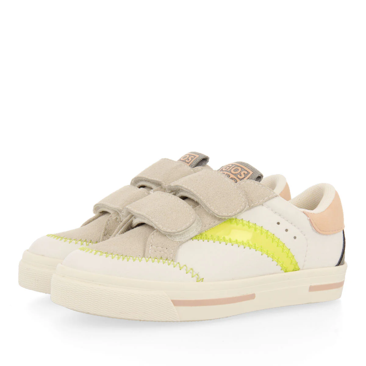 Yalova girls white sneakers with neon yellow details - Image 2